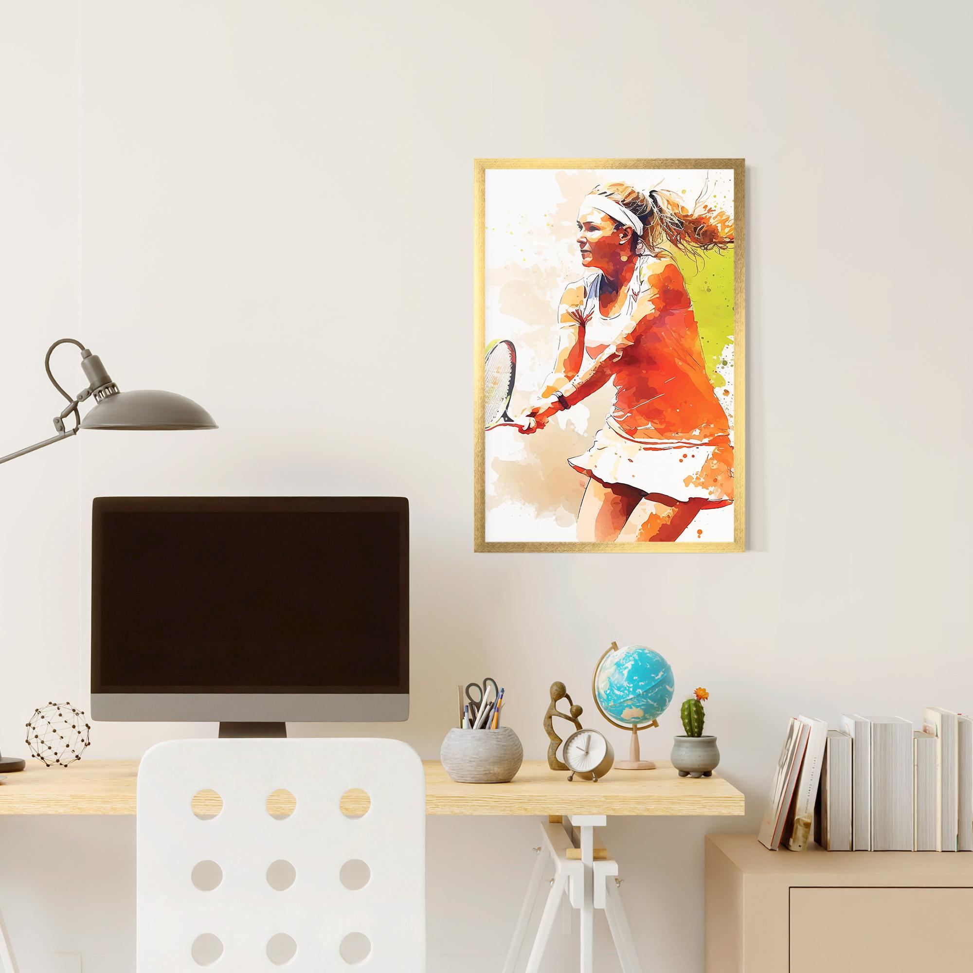 Poster Înrămat Orange Watercolor Tennis mockup 6