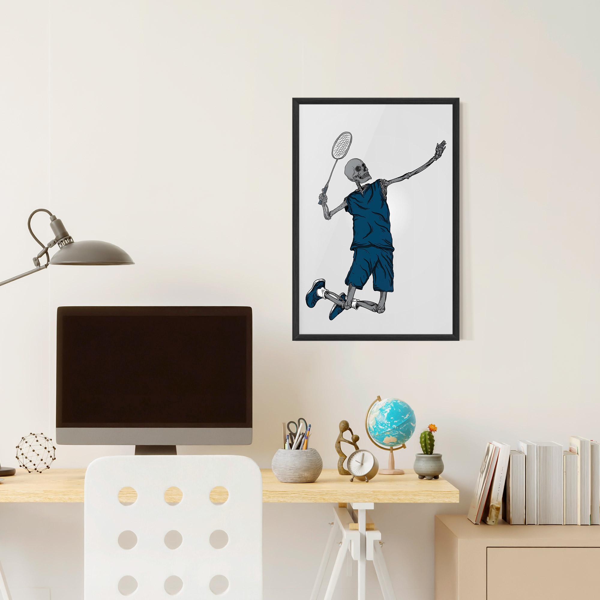 Poster Înrămat Blue Skull Tennis mockup 6