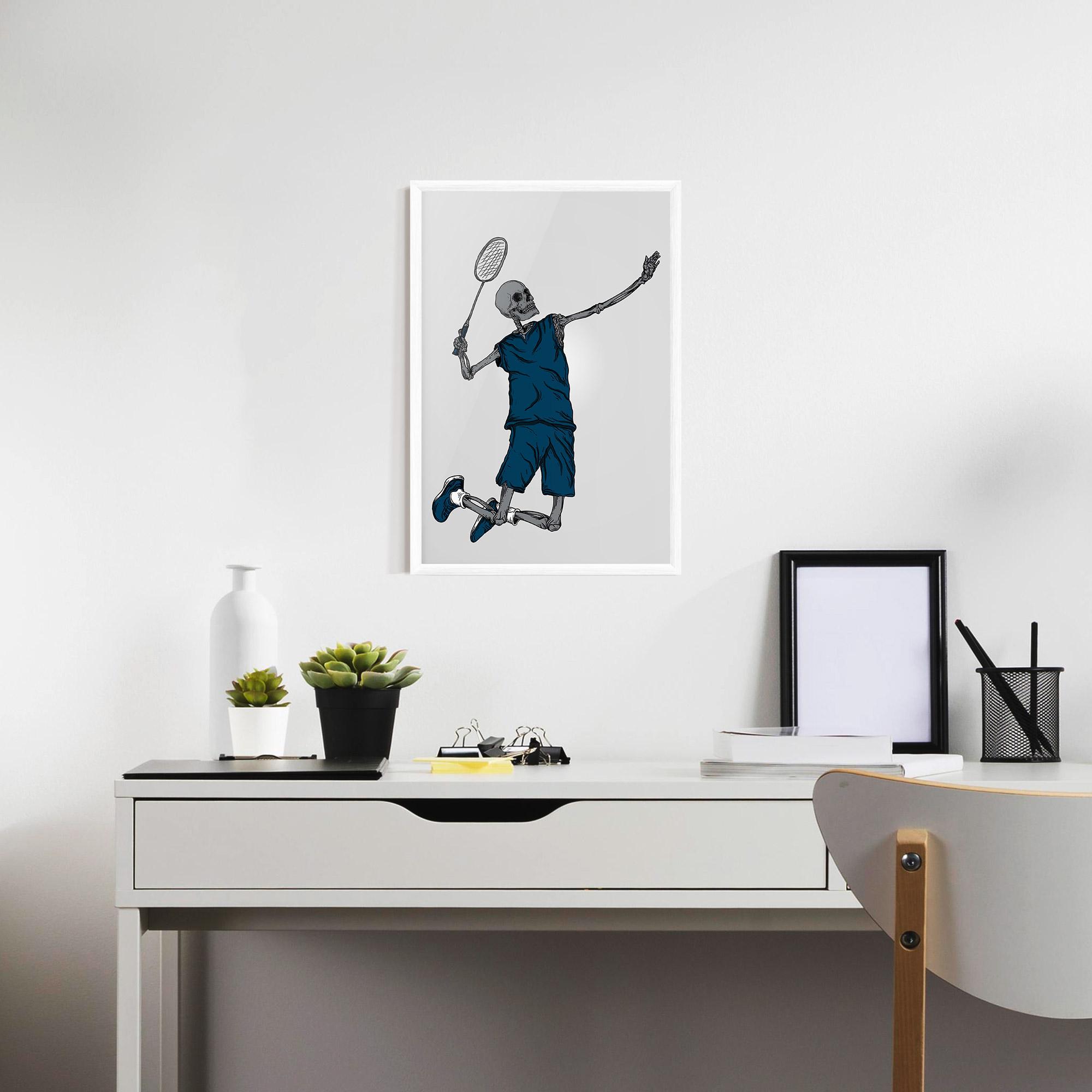 Poster Înrămat Blue Skull Tennis mockup 7