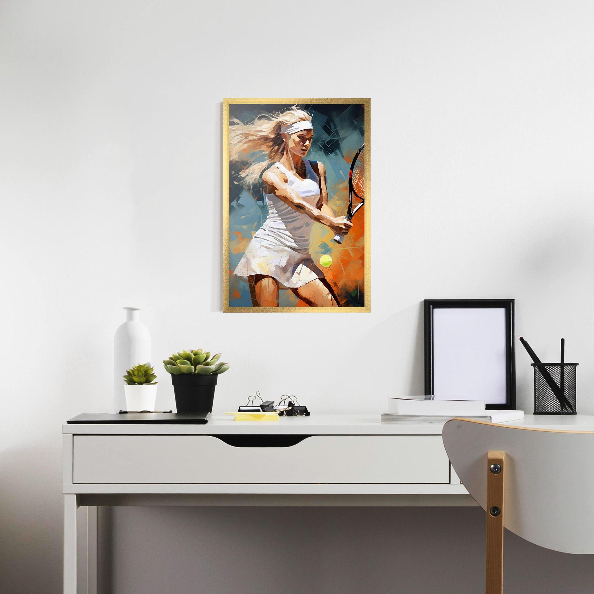 Poster Înrămat Blonde Tennis Girl mockup 7