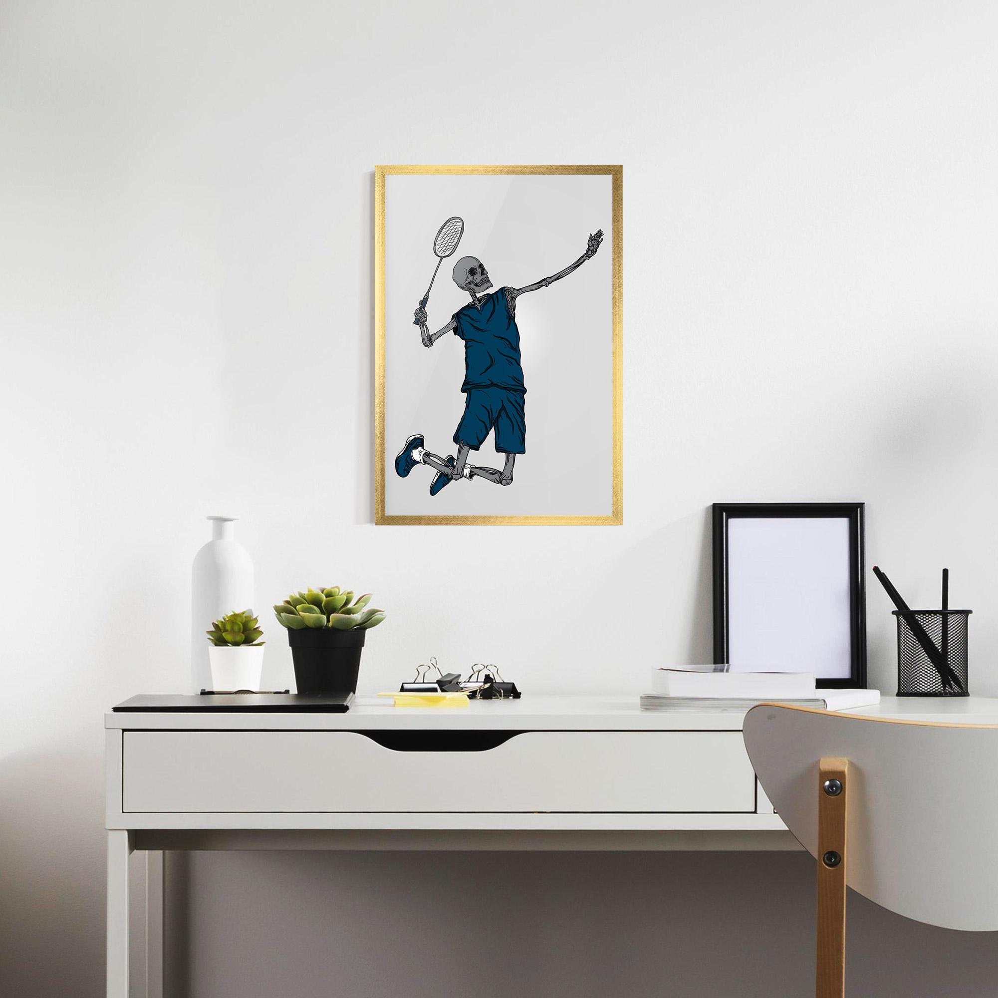 Poster Înrămat Blue Skull Tennis mockup 7