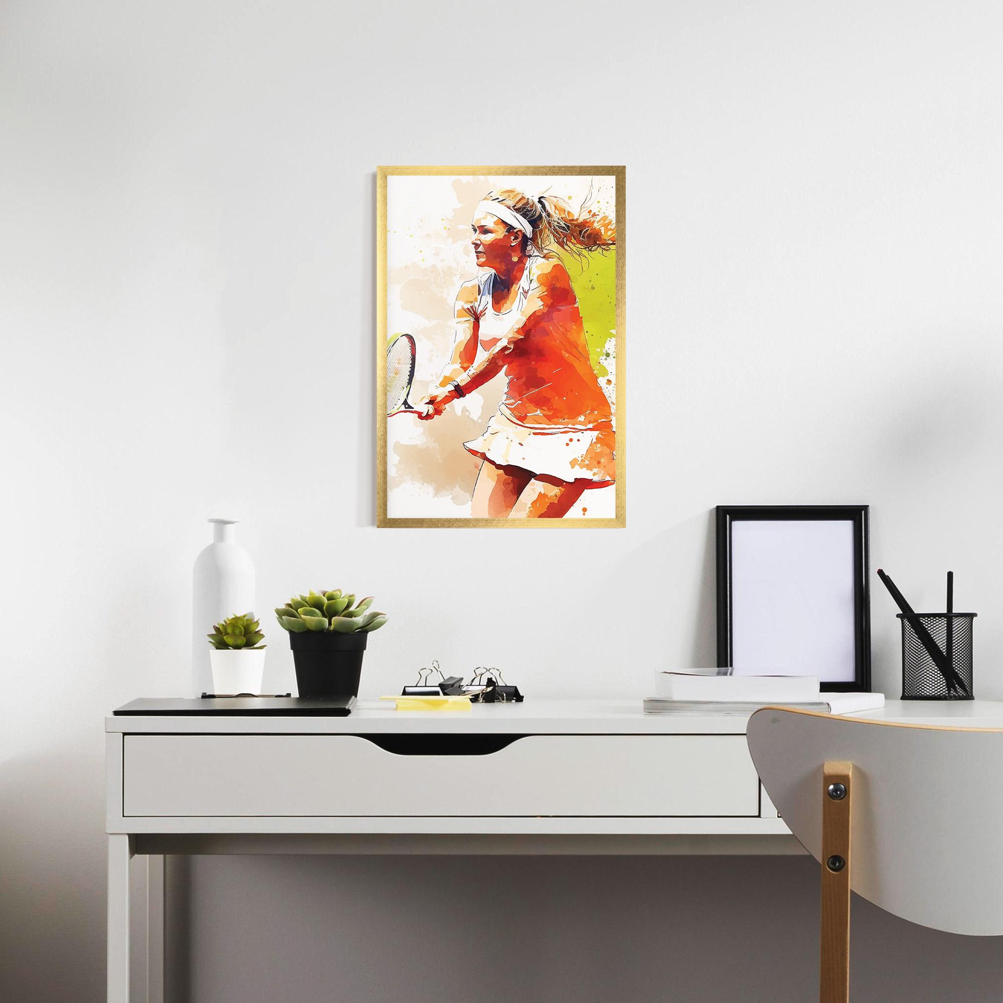 Poster Înrămat Orange Watercolor Tennis mockup 7
