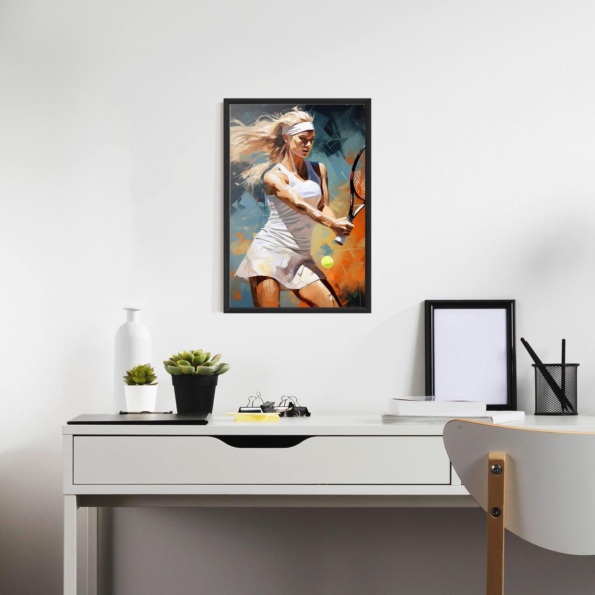 Poster Înrămat Blonde Tennis Girl mockup 7