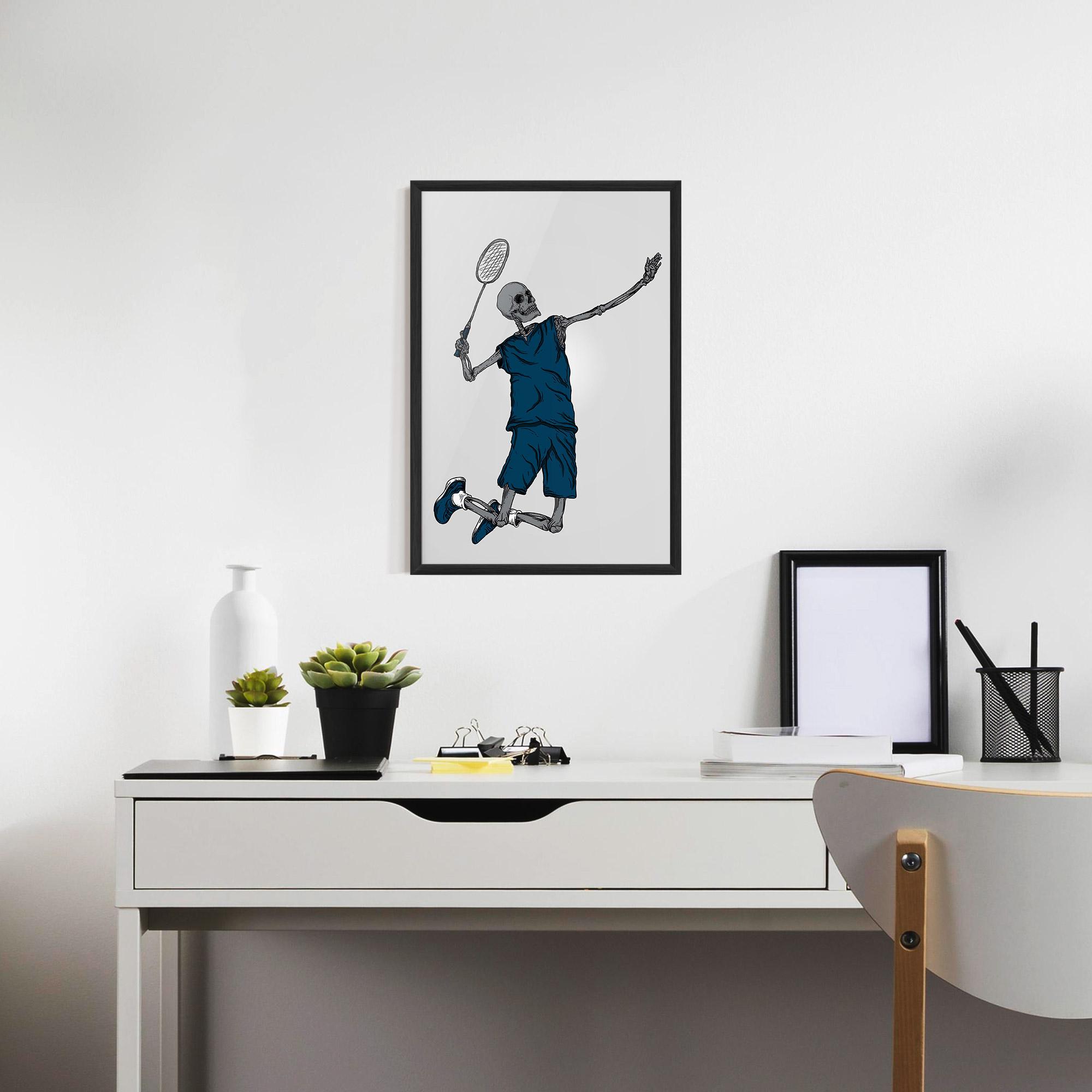 Poster Înrămat Blue Skull Tennis mockup 7