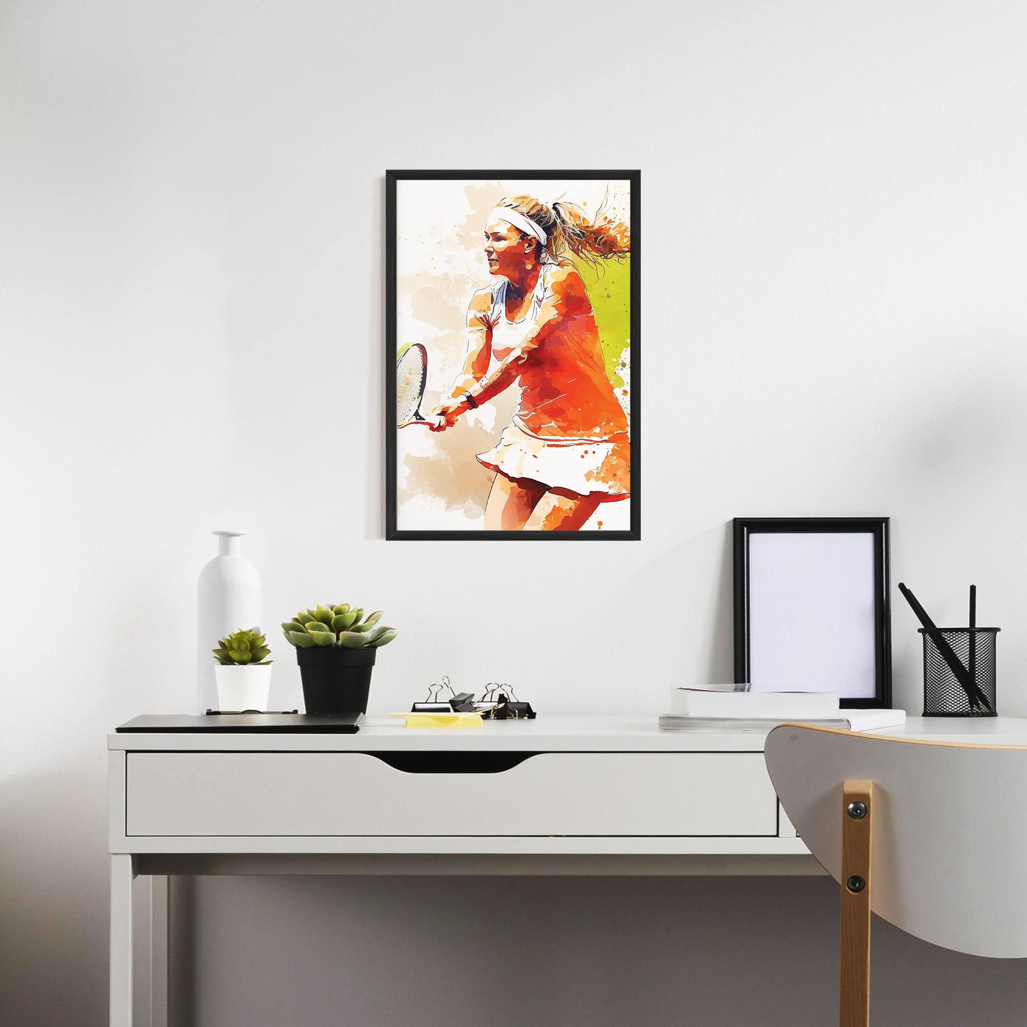 Poster Înrămat Orange Watercolor Tennis mockup 7