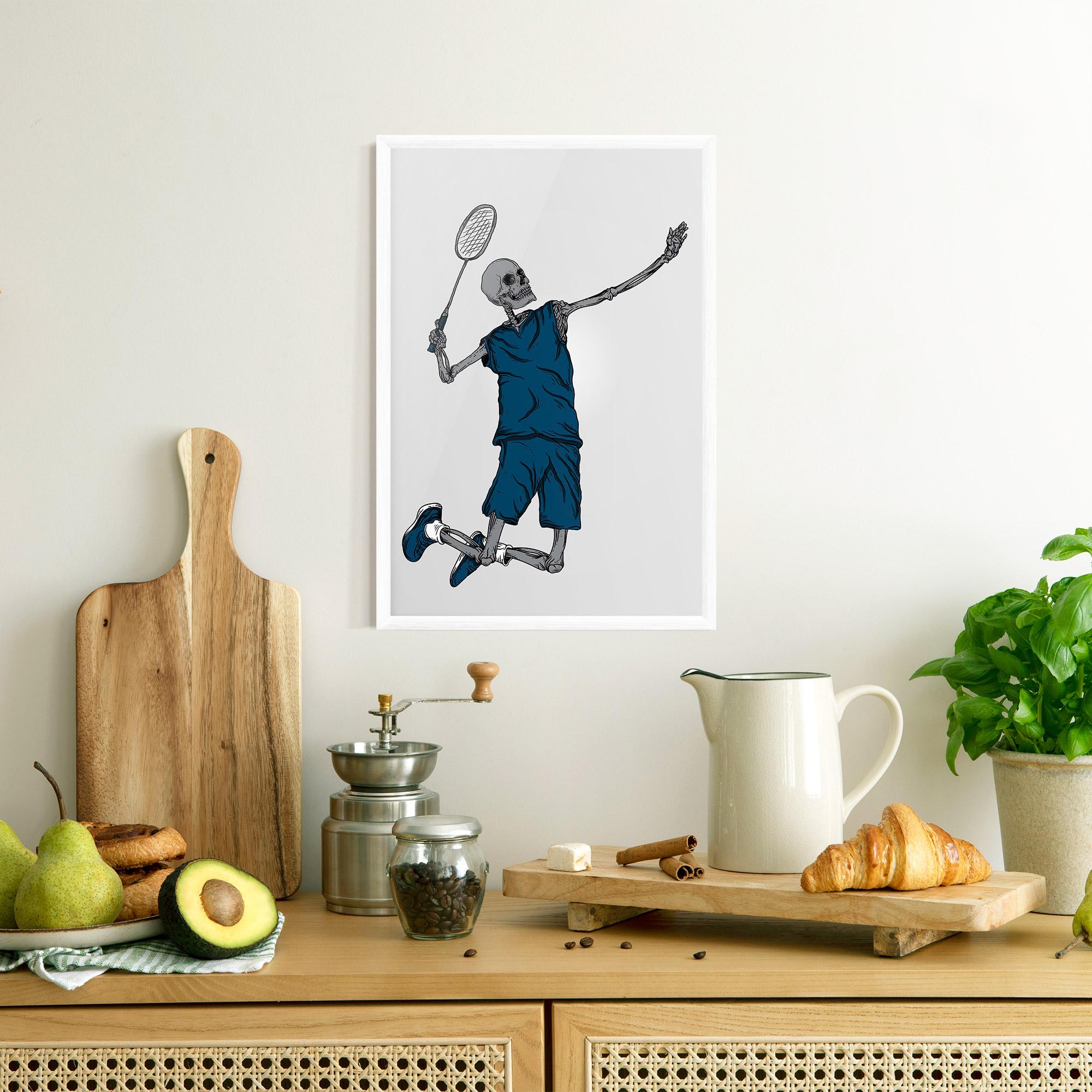 Poster Înrămat Blue Skull Tennis mockup 8