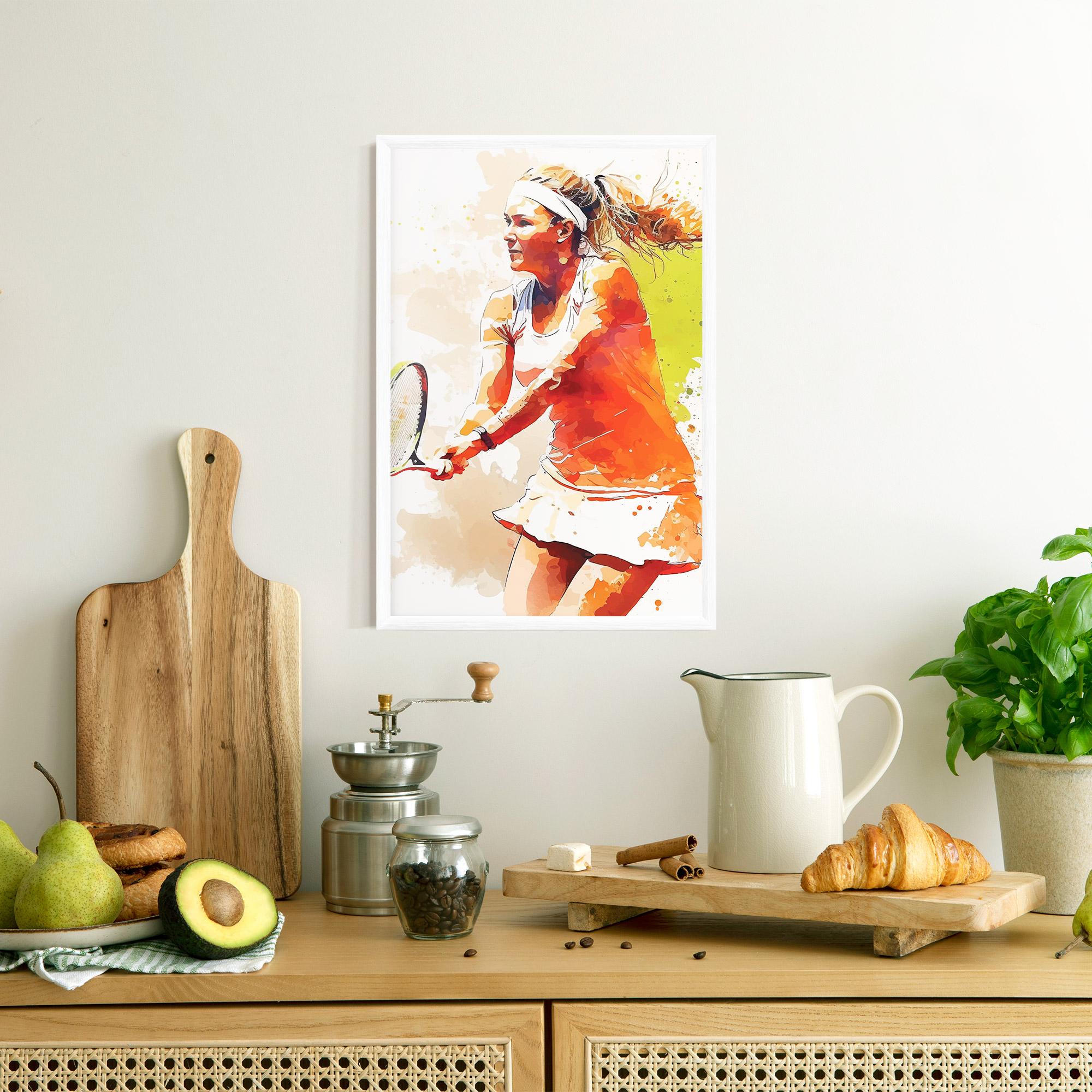 Poster Înrămat Orange Watercolor Tennis mockup 8
