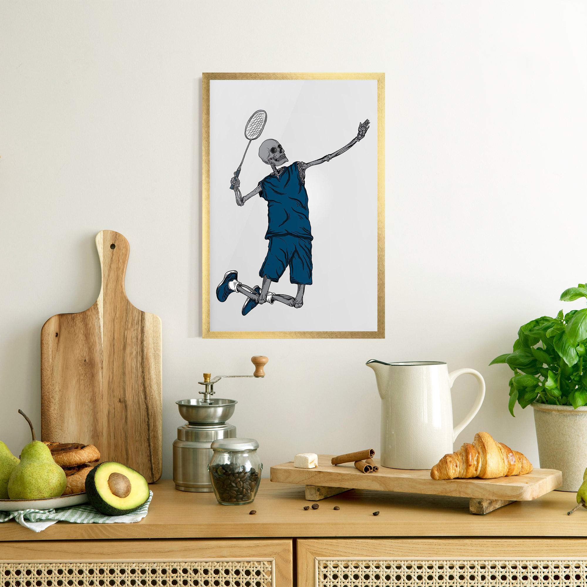 Poster Înrămat Blue Skull Tennis mockup 8