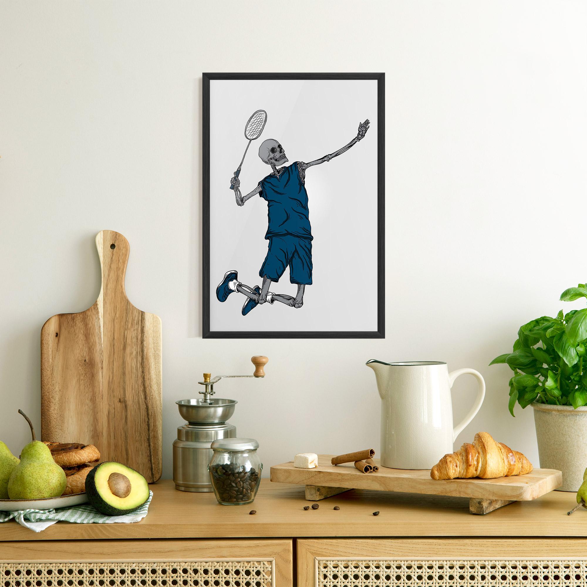 Poster Înrămat Blue Skull Tennis mockup 8