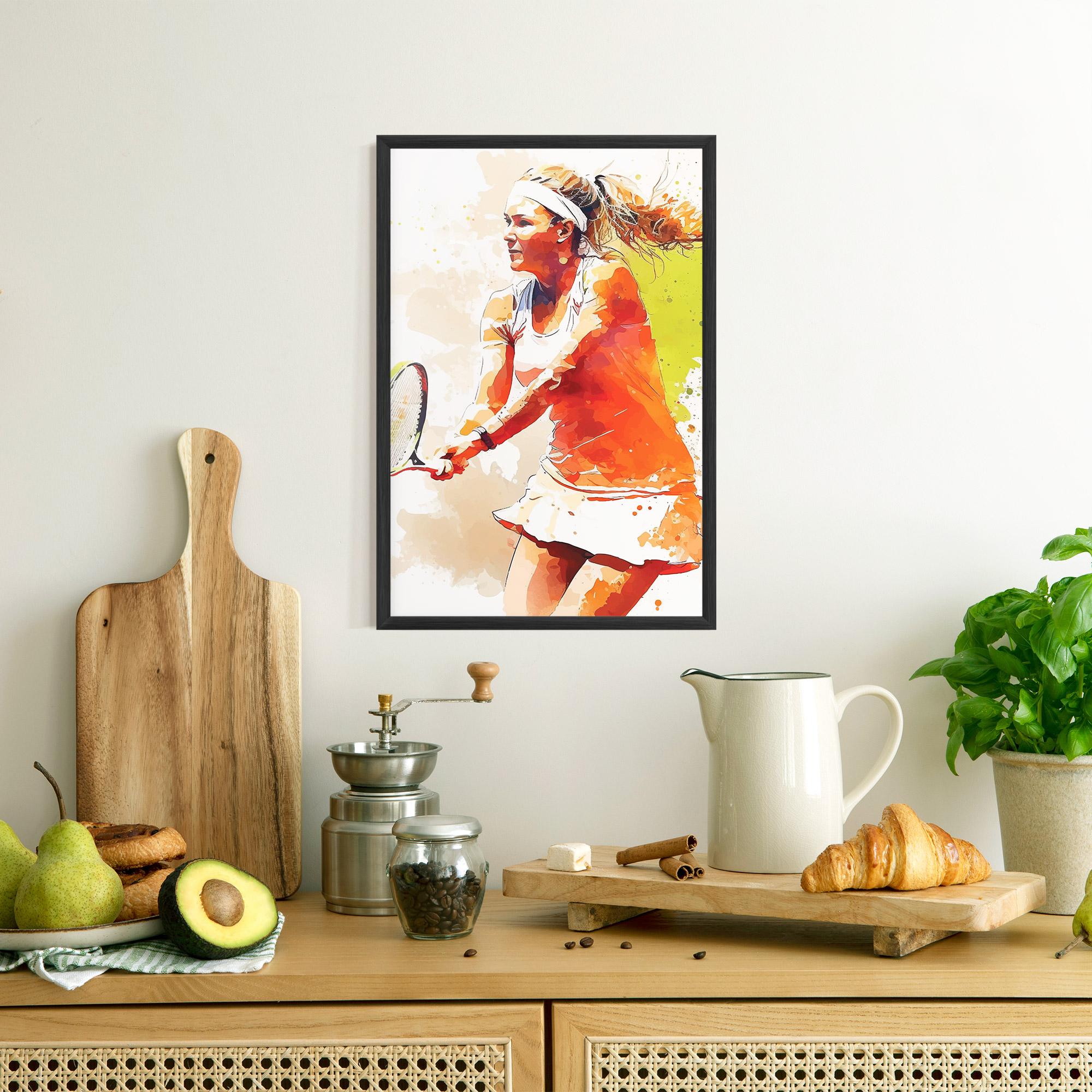 Poster Înrămat Orange Watercolor Tennis mockup 8