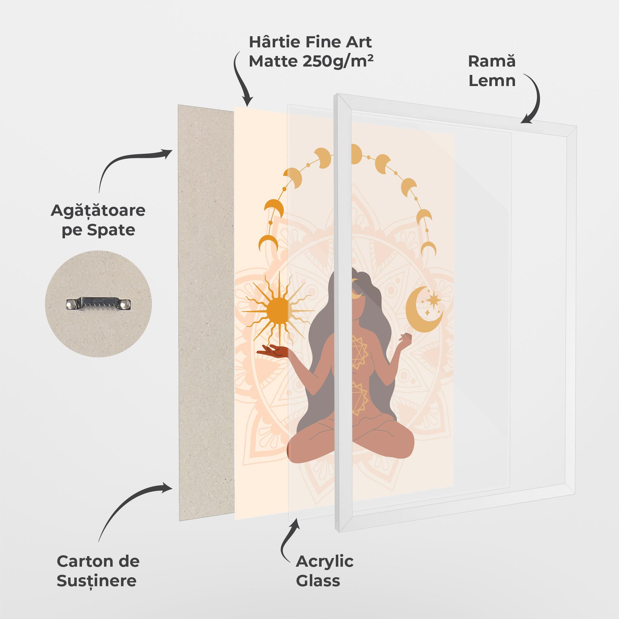 Poster Înrămat Moon Sun Meditation mockup 1