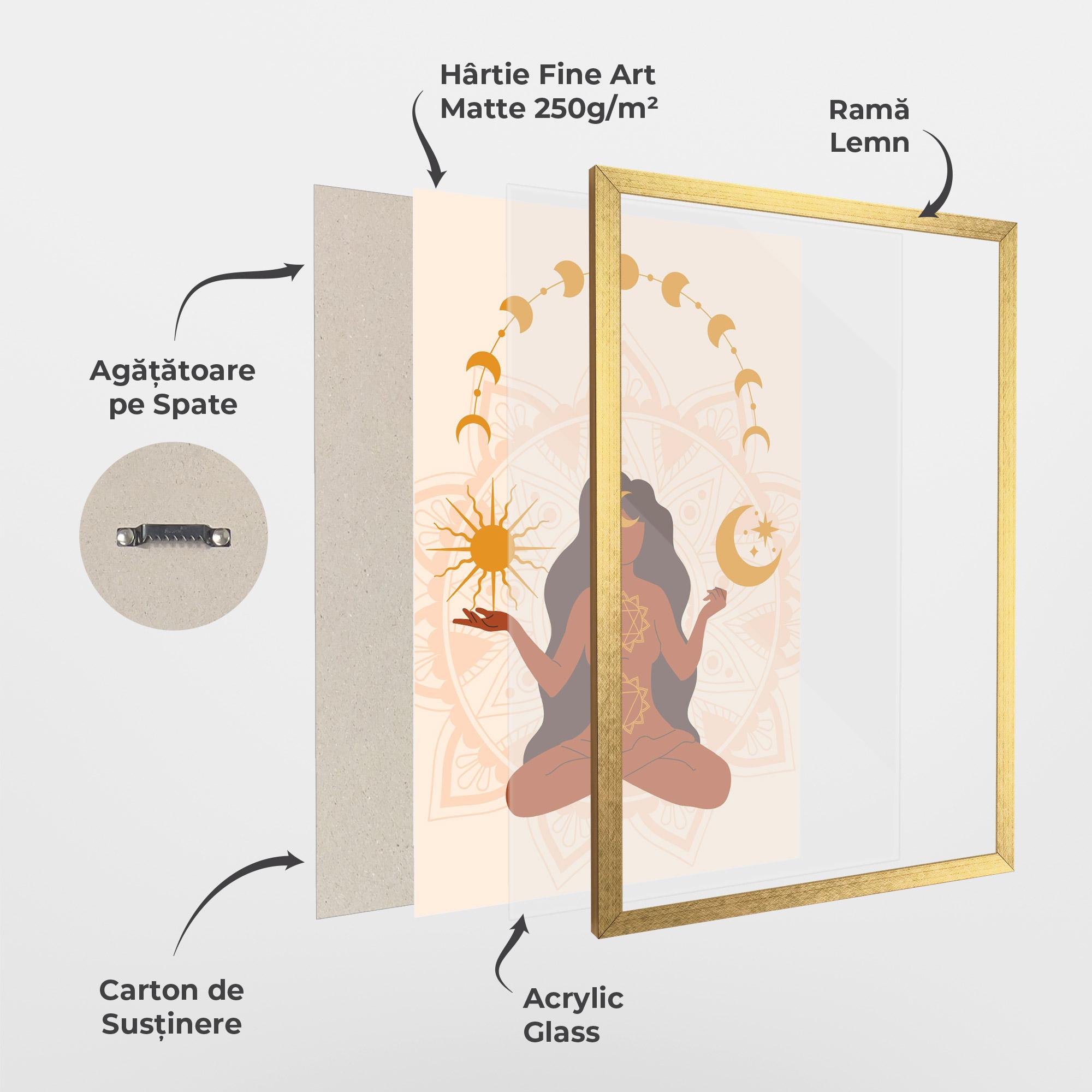 Poster Înrămat Moon Sun Meditation mockup 1