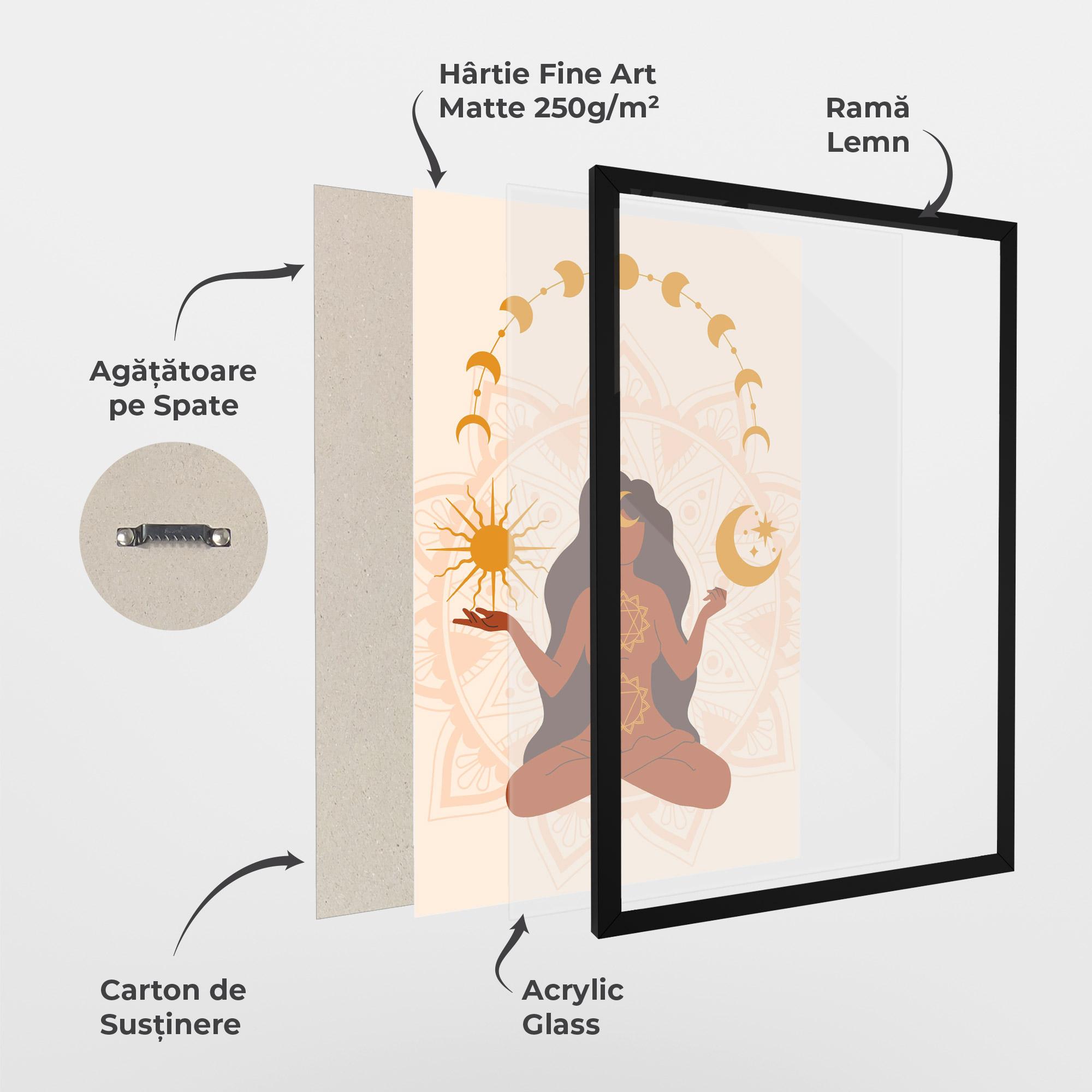 Poster Înrămat Moon Sun Meditation mockup 1