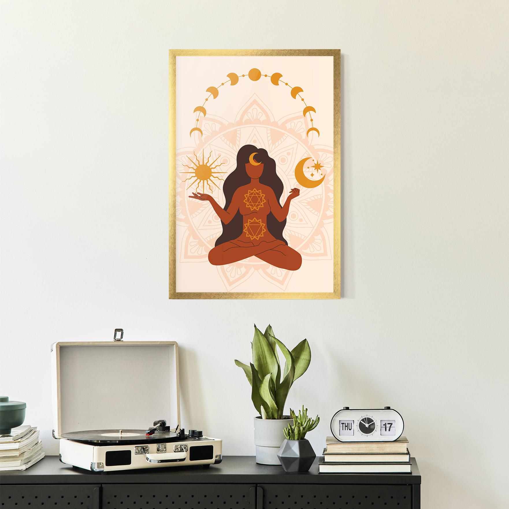 Poster Înrămat Moon Sun Meditation mockup 2