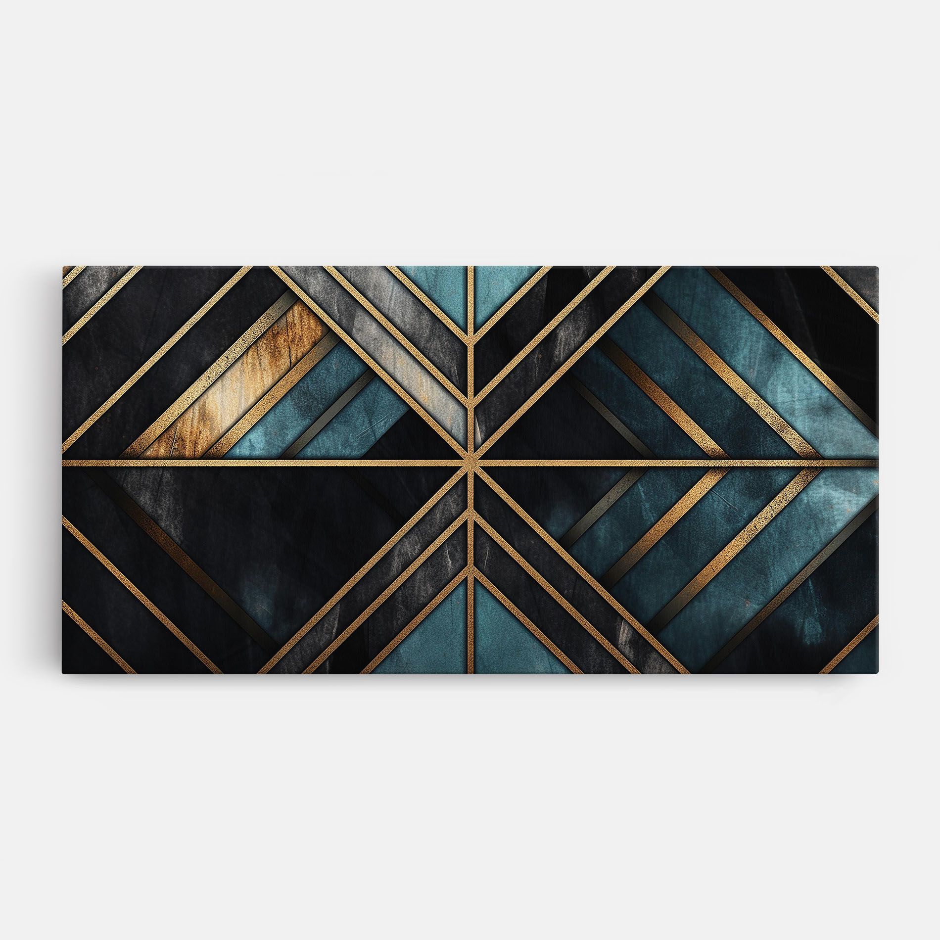 Gold Lines On Blue Painting mockup 0