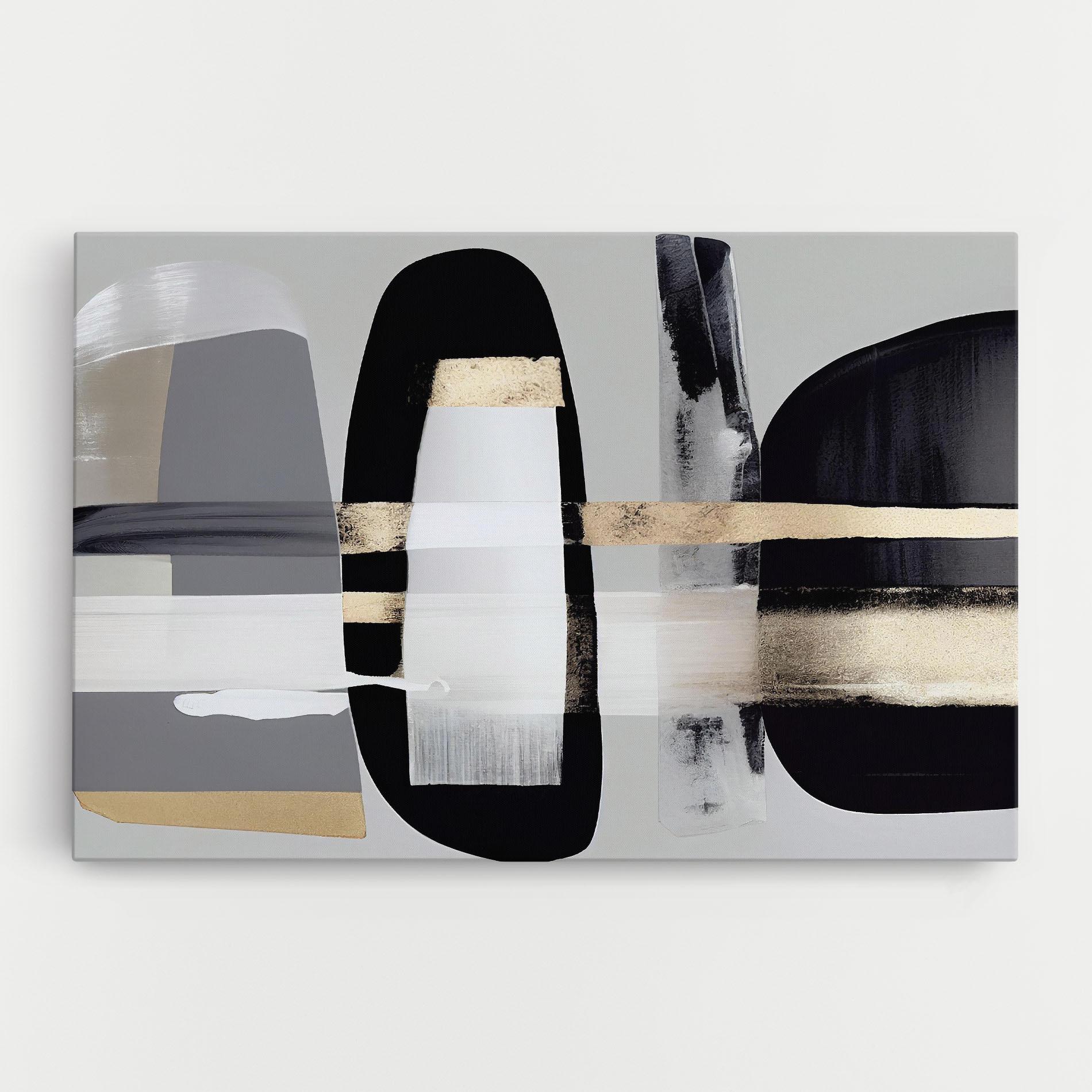 Tablou Canvas Abstract Gold Painting With Black mockup 0