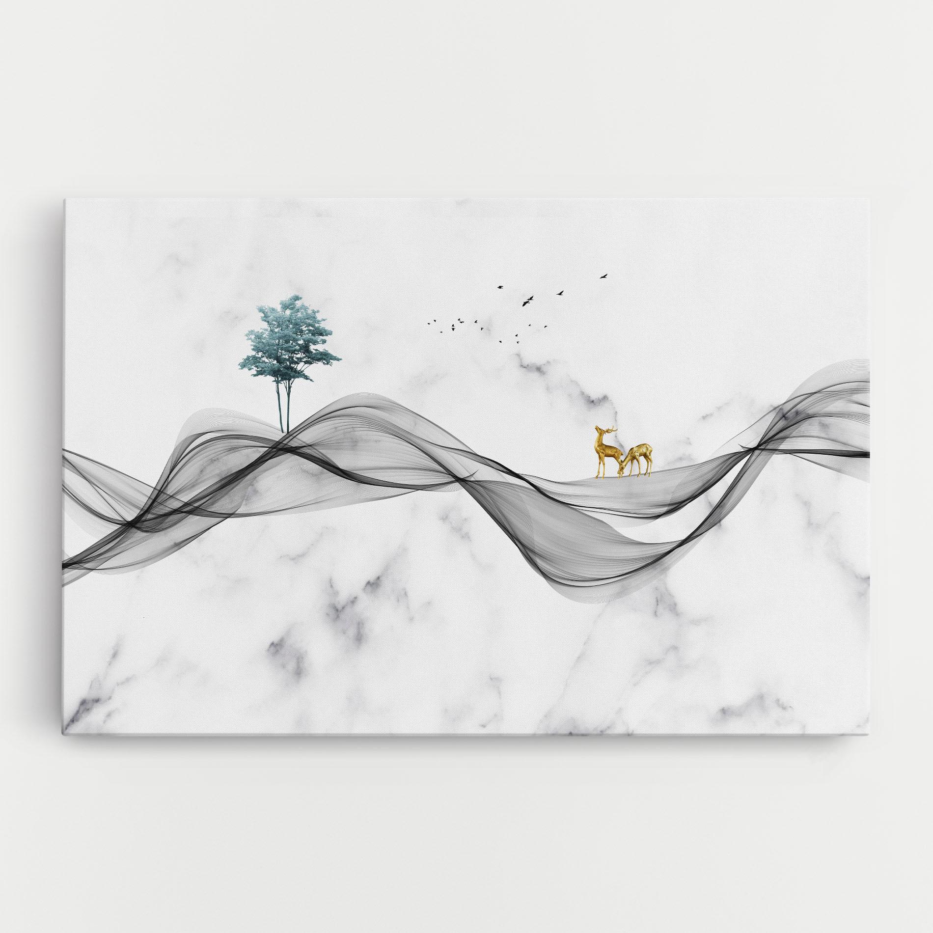 Tablou Canvas Abstract Golden Landscape 1 mockup 0