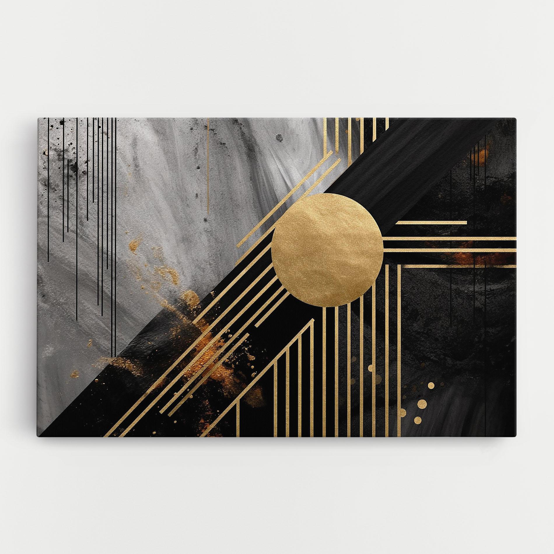 Tablou Canvas Gold Circle With Lines mockup 0