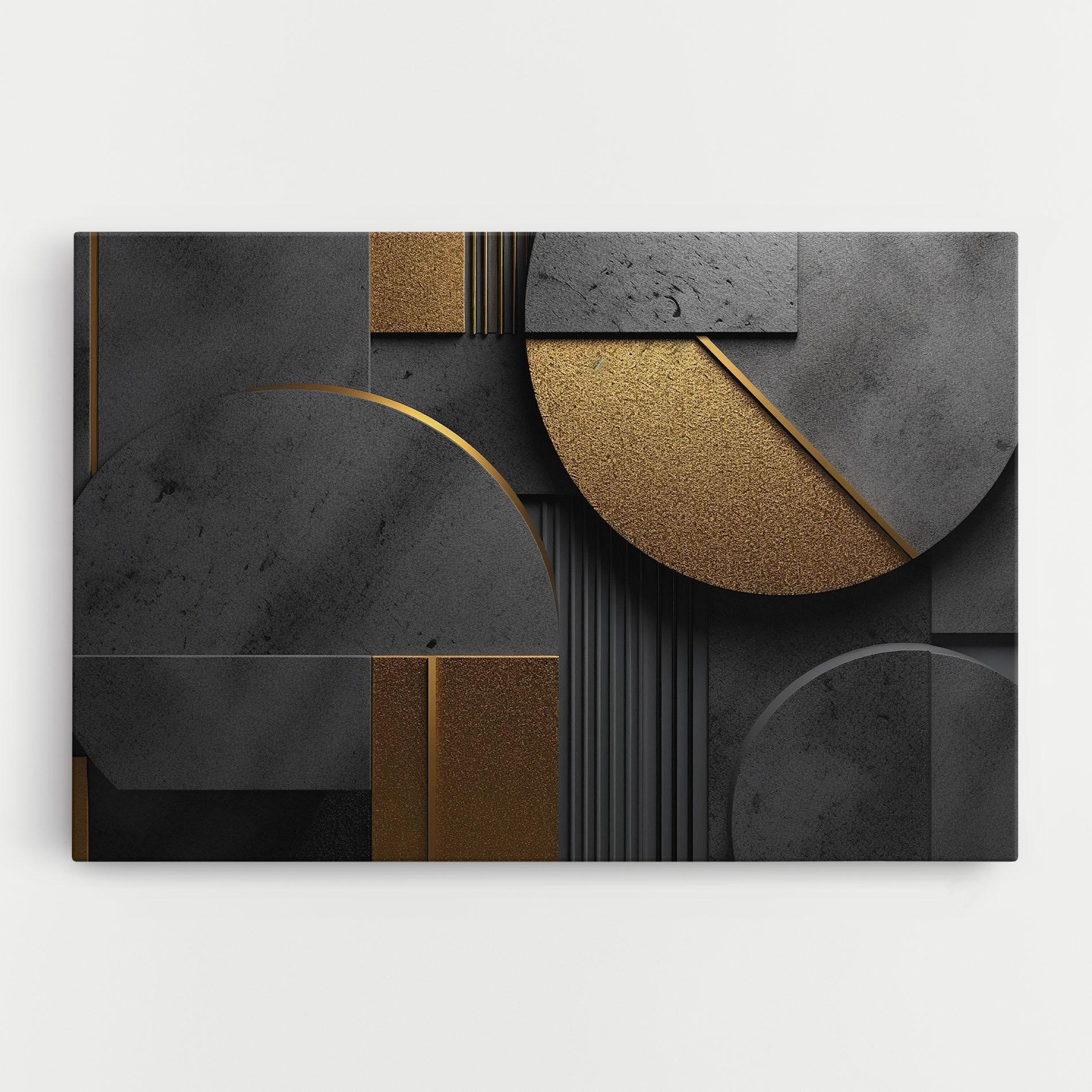 Tablou Canvas Gold With Grey Circle mockup 0