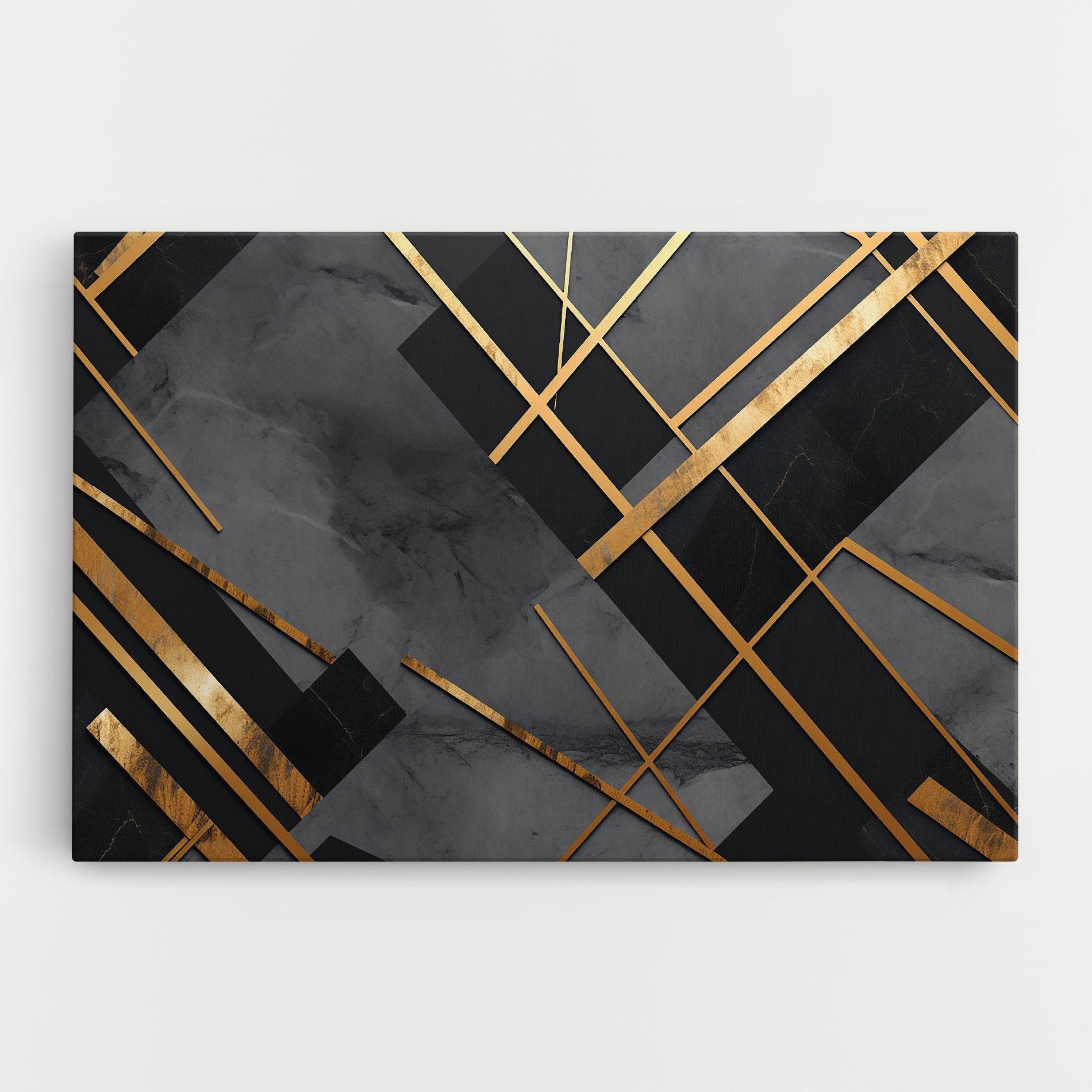 Tablou Canvas Grey Painting With Gold Lines mockup 0