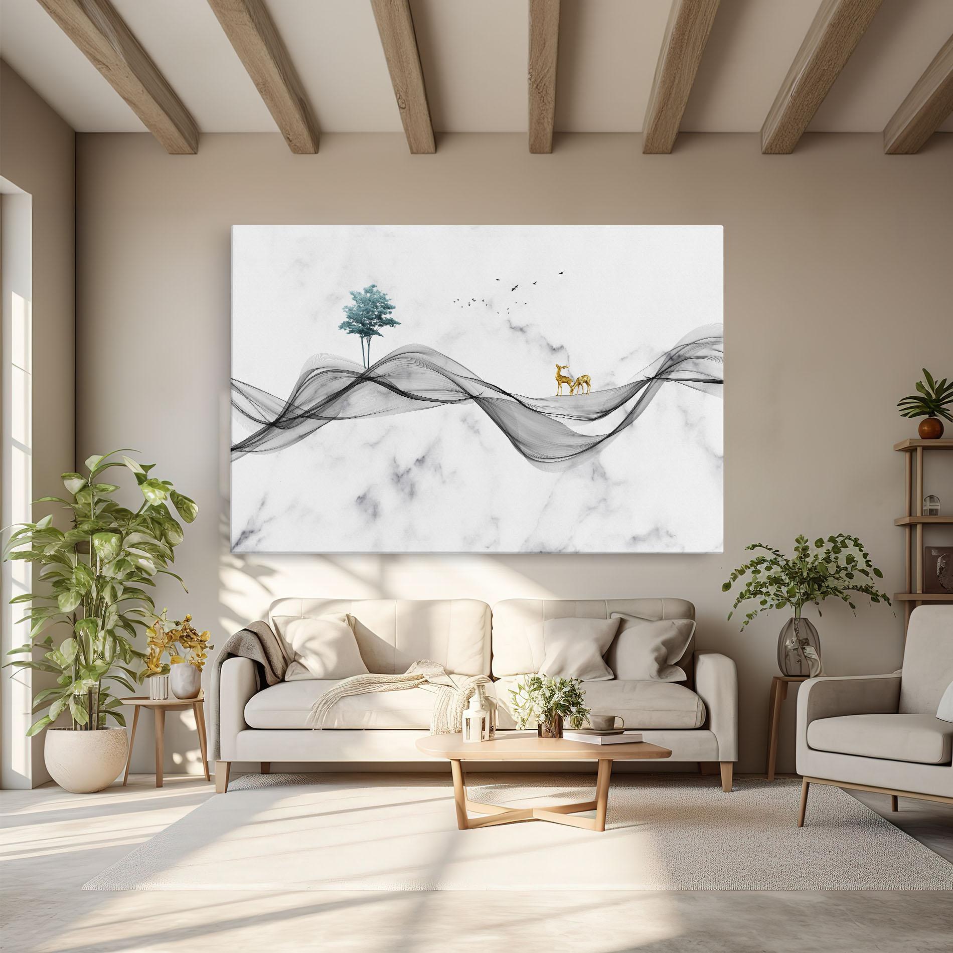 Tablou Canvas Abstract Golden Landscape 1 mockup 6