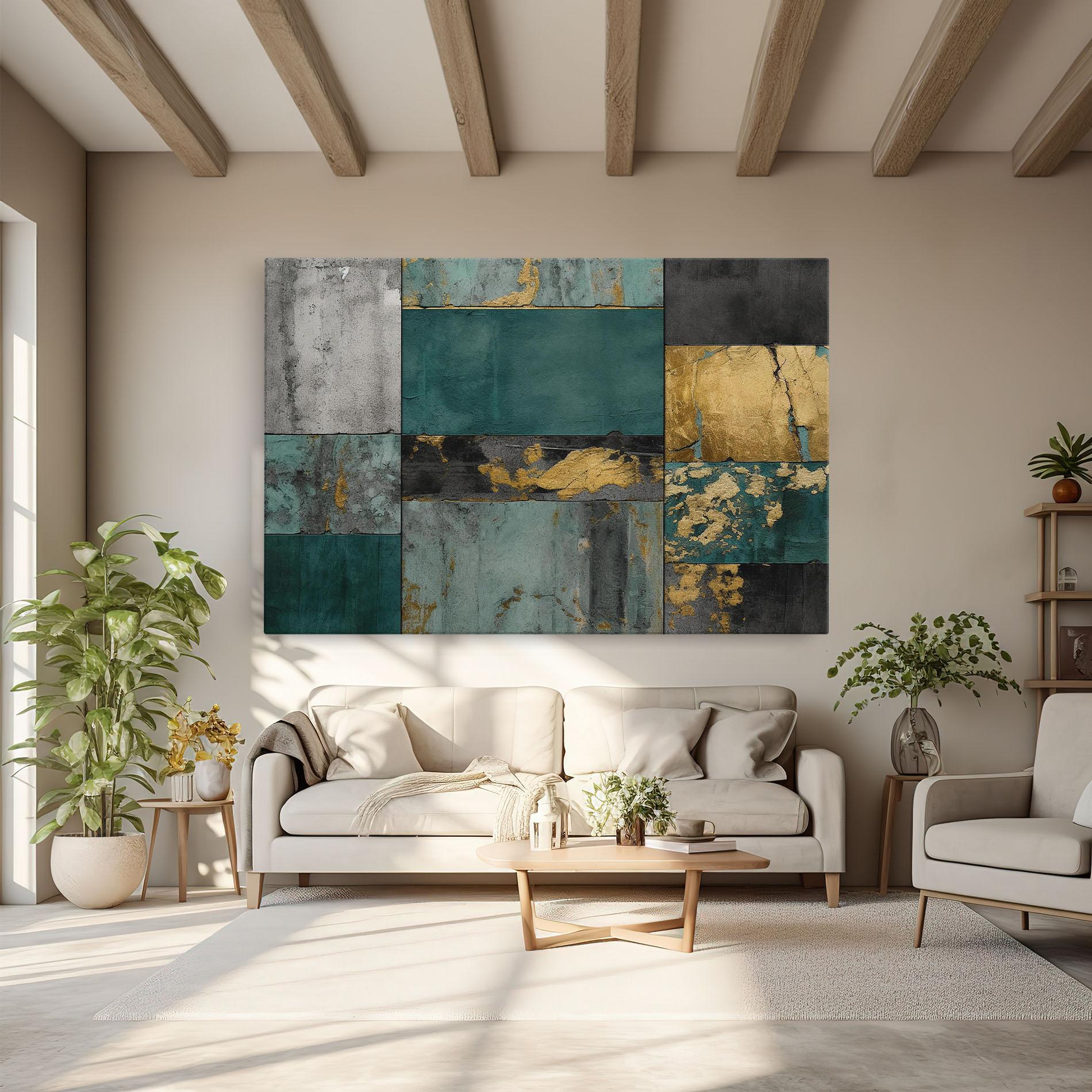 Tablou Canvas Golden Green Painting mockup 6