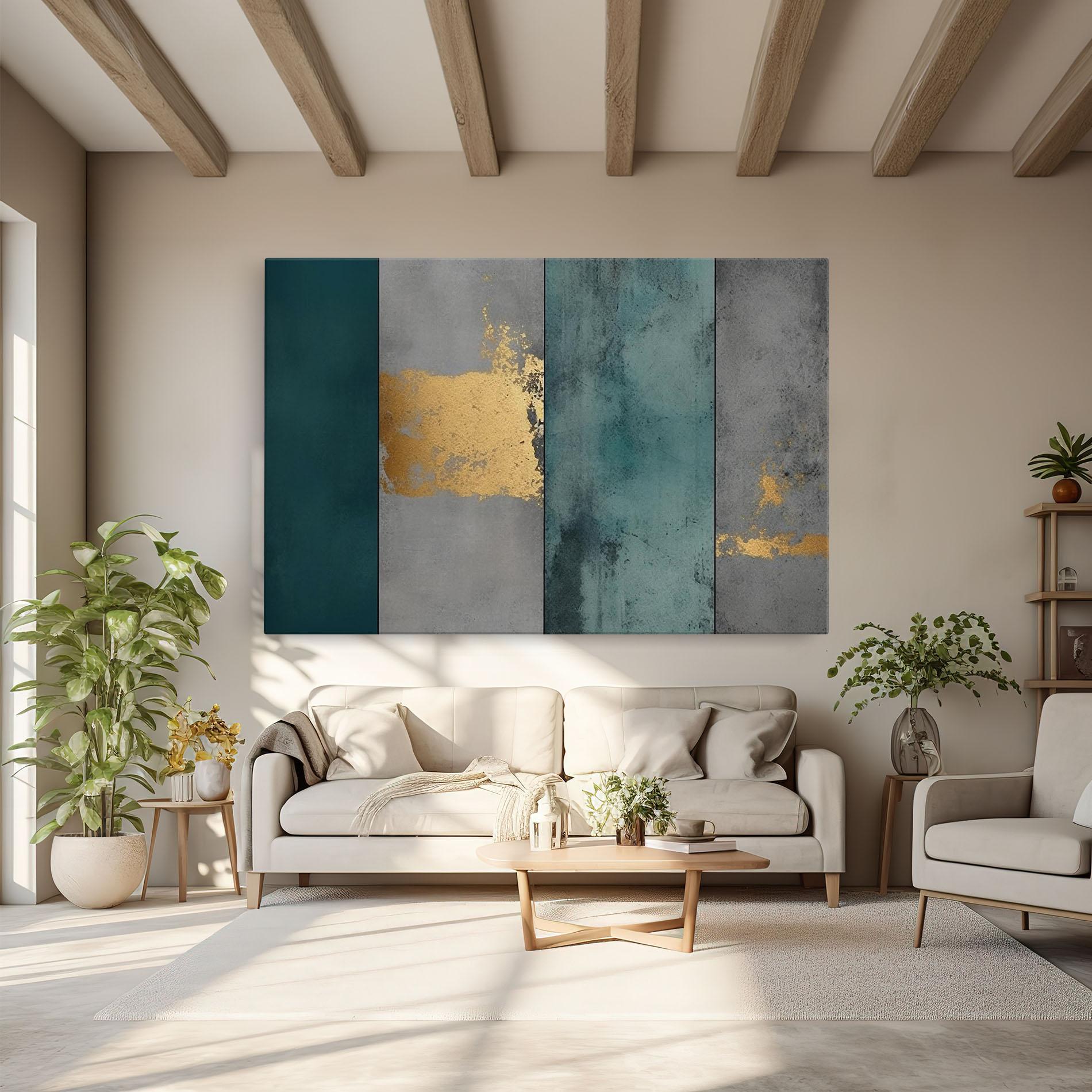 Tablou Canvas Green Colors With Gold mockup 6