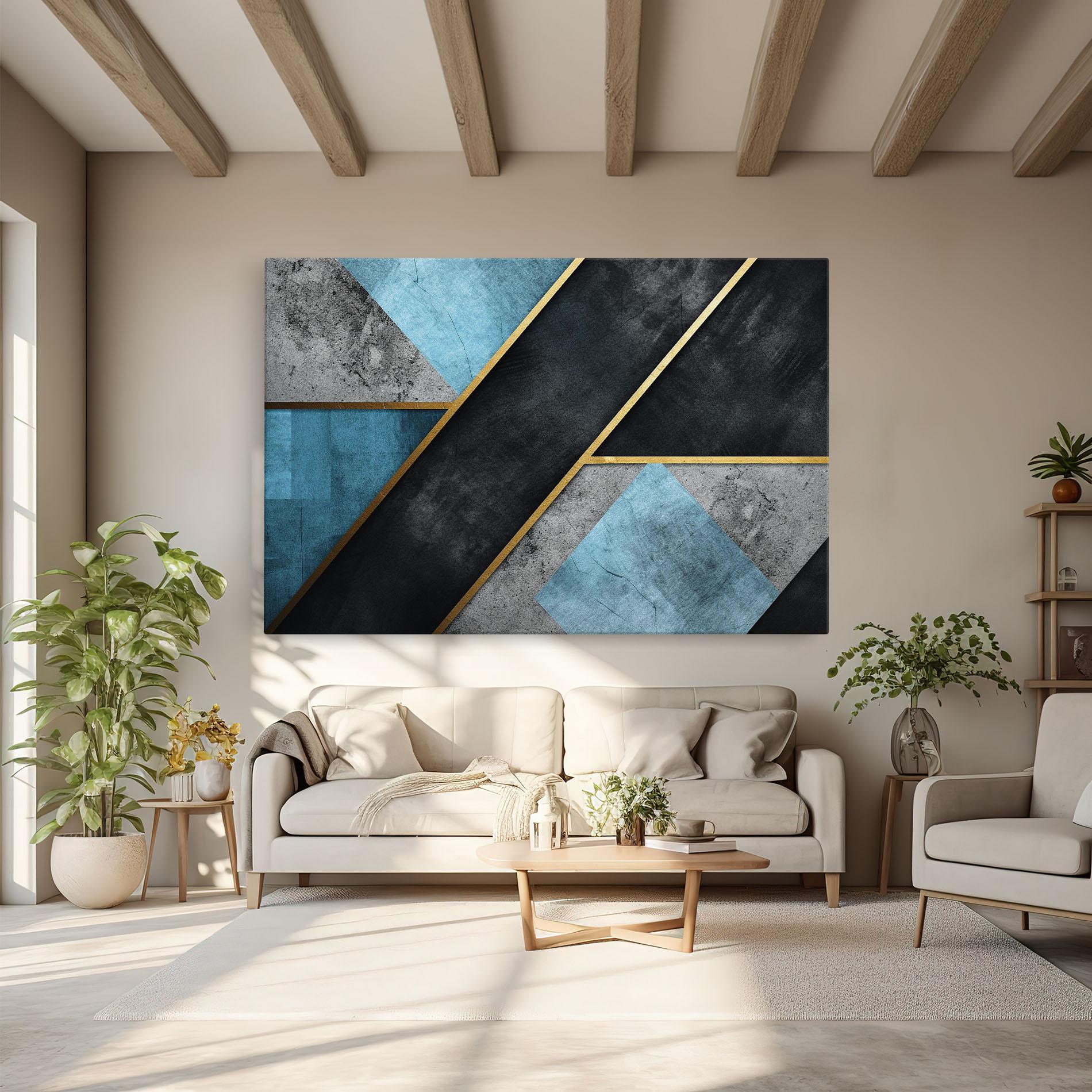 Tablou Canvas Grey With Blue Painting mockup 6