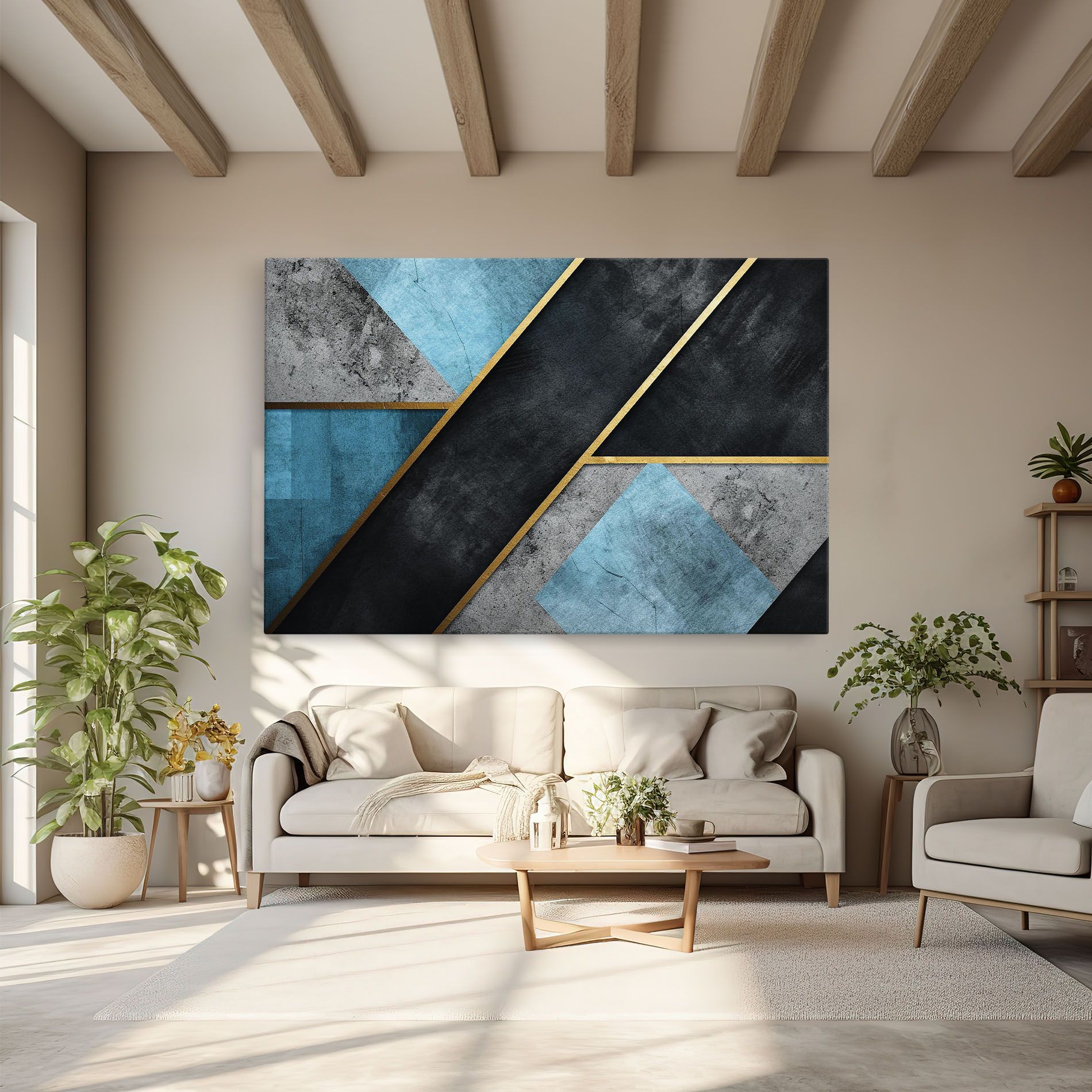 Grey With Blue Painting mockup 6