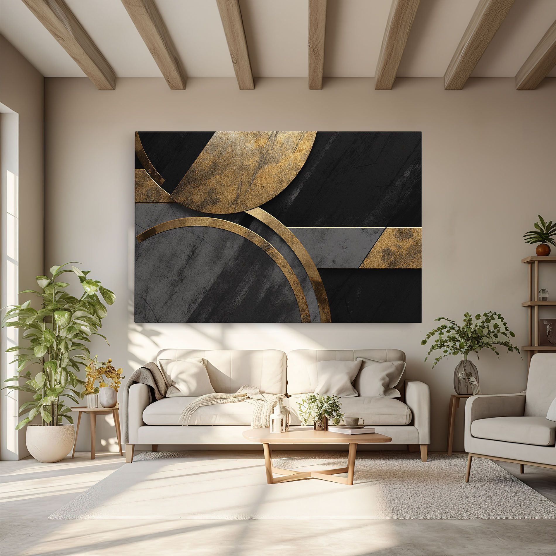 Grey With Gold Painting mockup 6