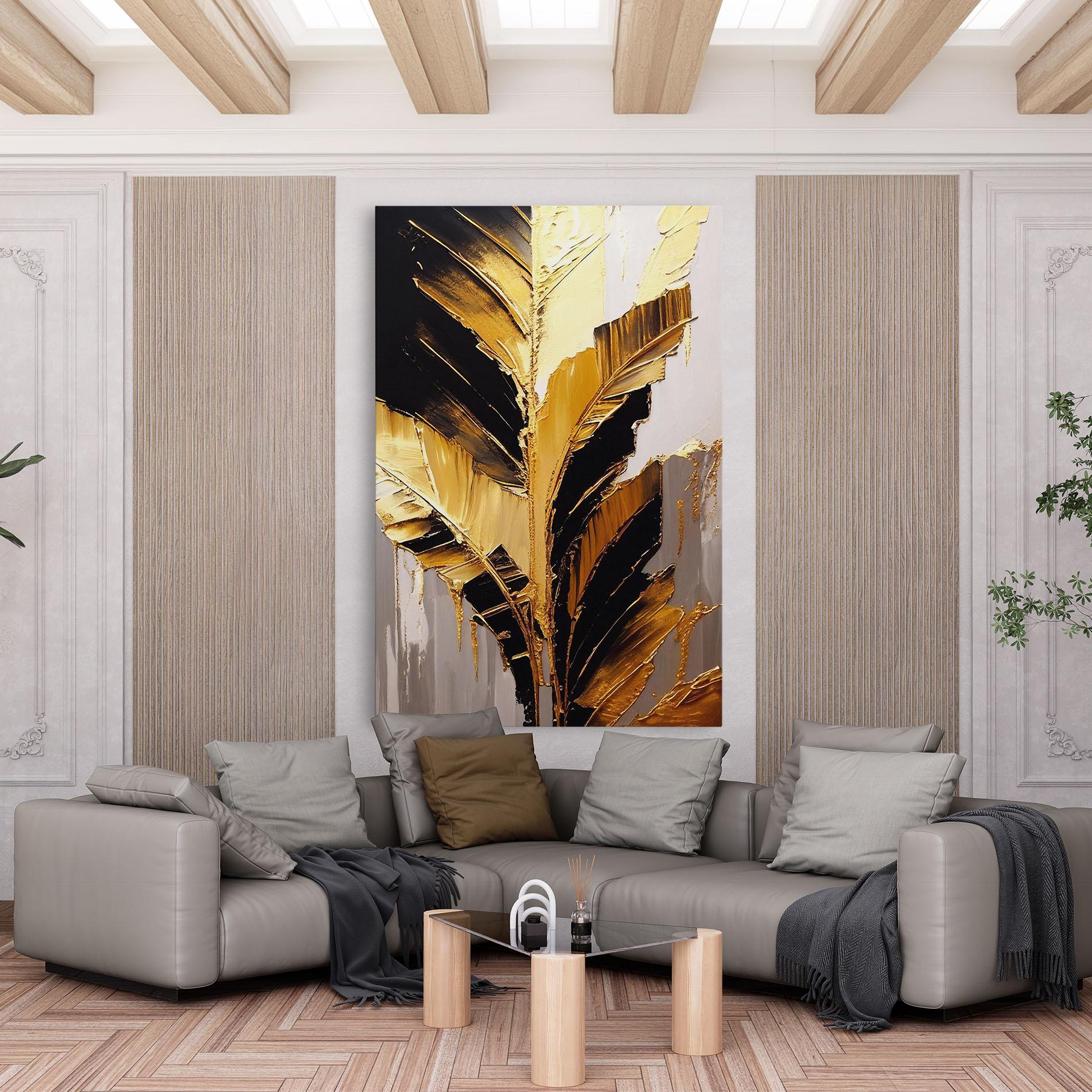 Tablou Canvas Balck With Gold Leafs mockup 6