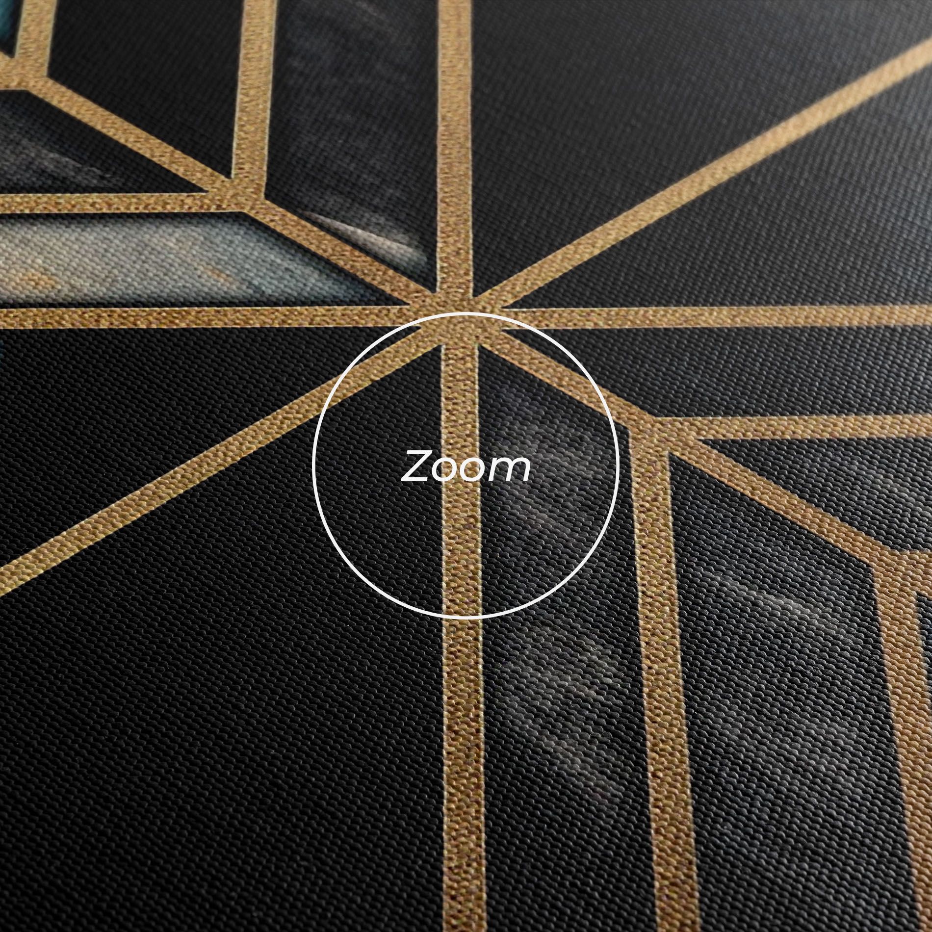 Gold Lines On Blue Painting mockup 3