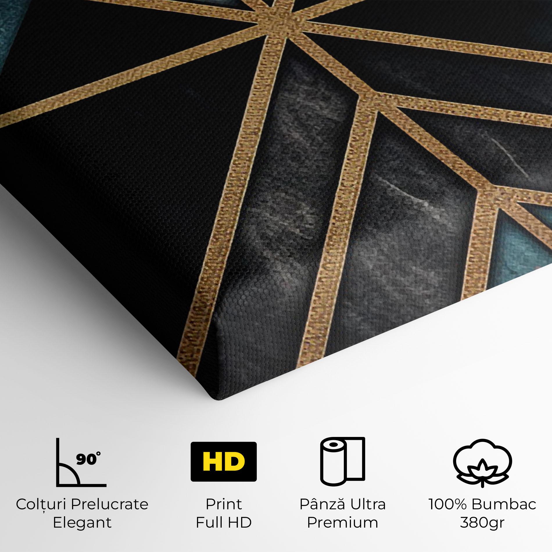 Tablou Canvas Gold Lines On Blue Painting mockup 4