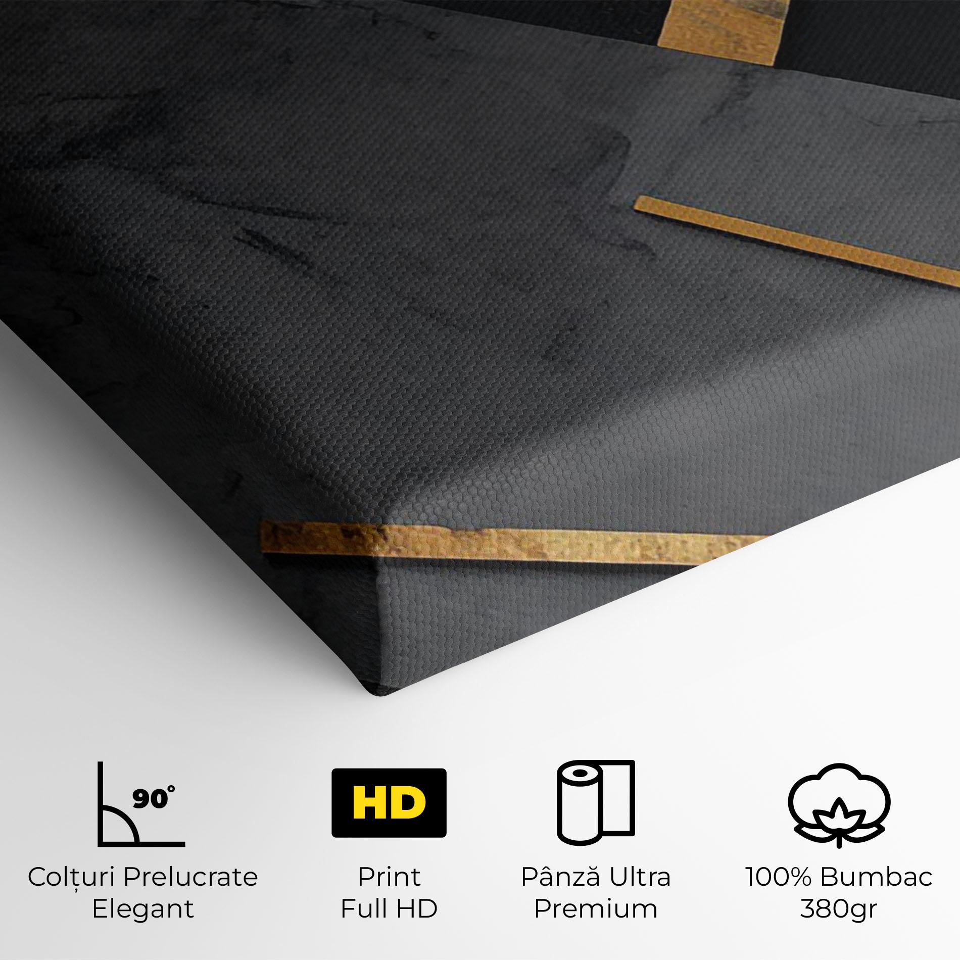Tablou Canvas Grey Painting With Gold Lines mockup 4