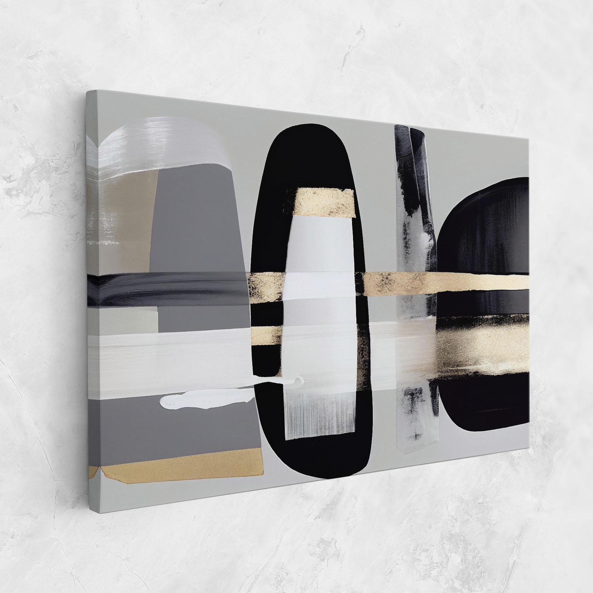 Tablou Canvas Abstract Gold Painting With Black mockup 1