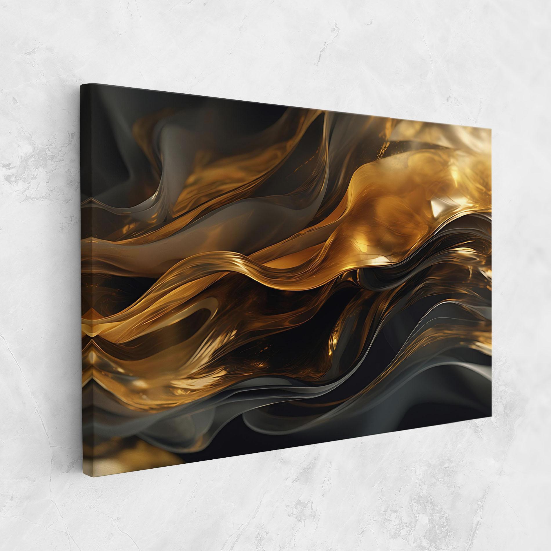 Tablou Canvas Gold With Black Wave mockup 1