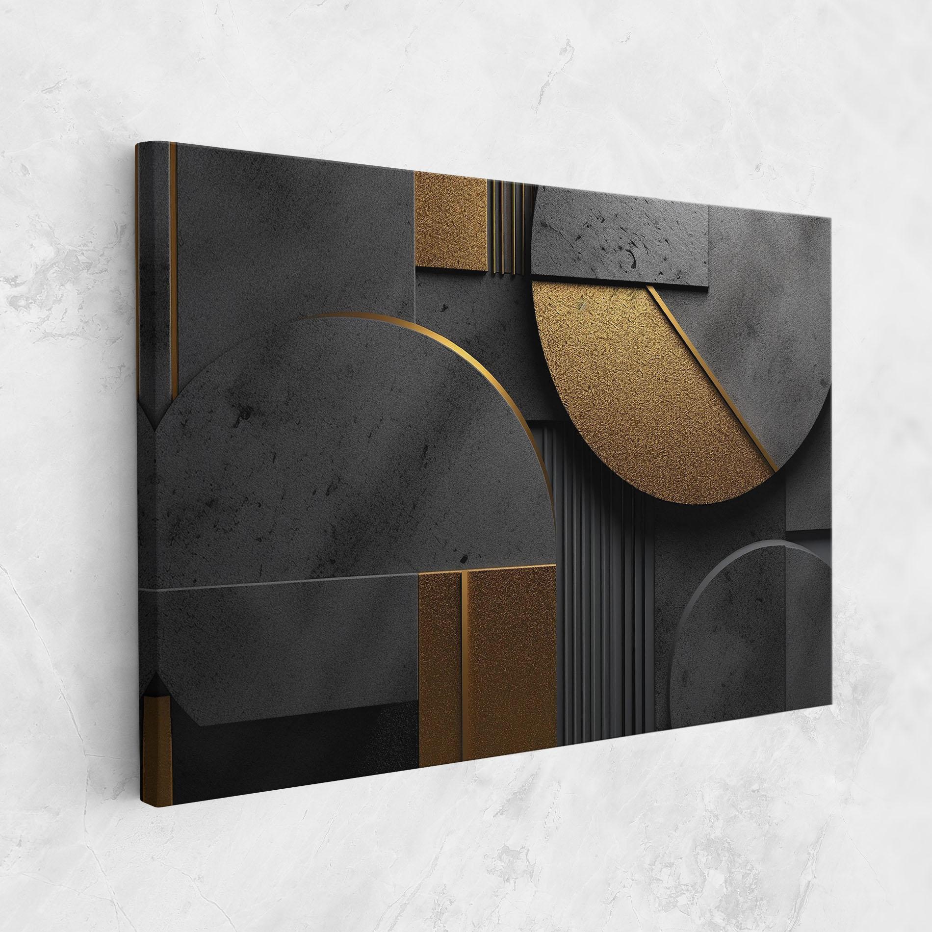 Tablou Canvas Gold With Grey Circle mockup 1