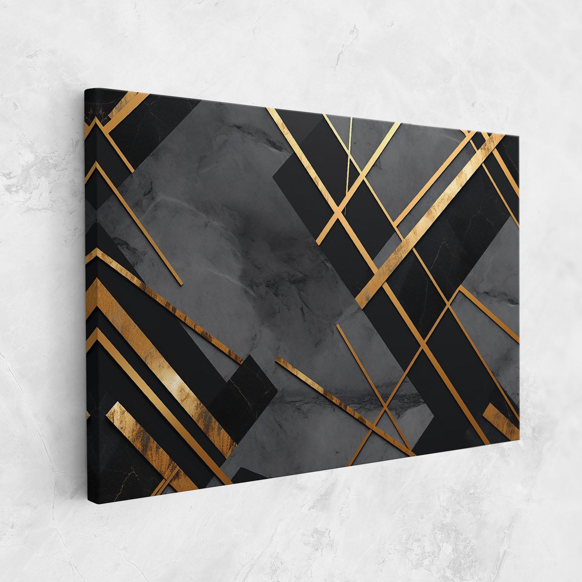 Tablou Canvas Grey Painting With Gold Lines mockup 1