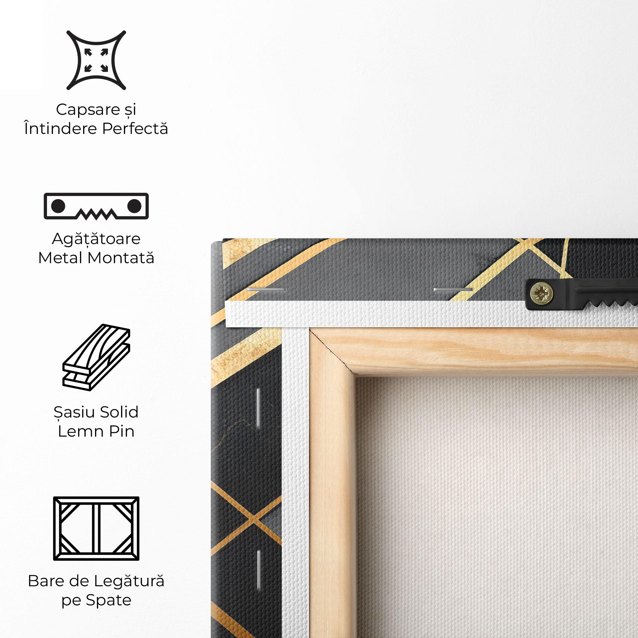 Tablou Canvas Grey Painting With Gold Lines mockup 5