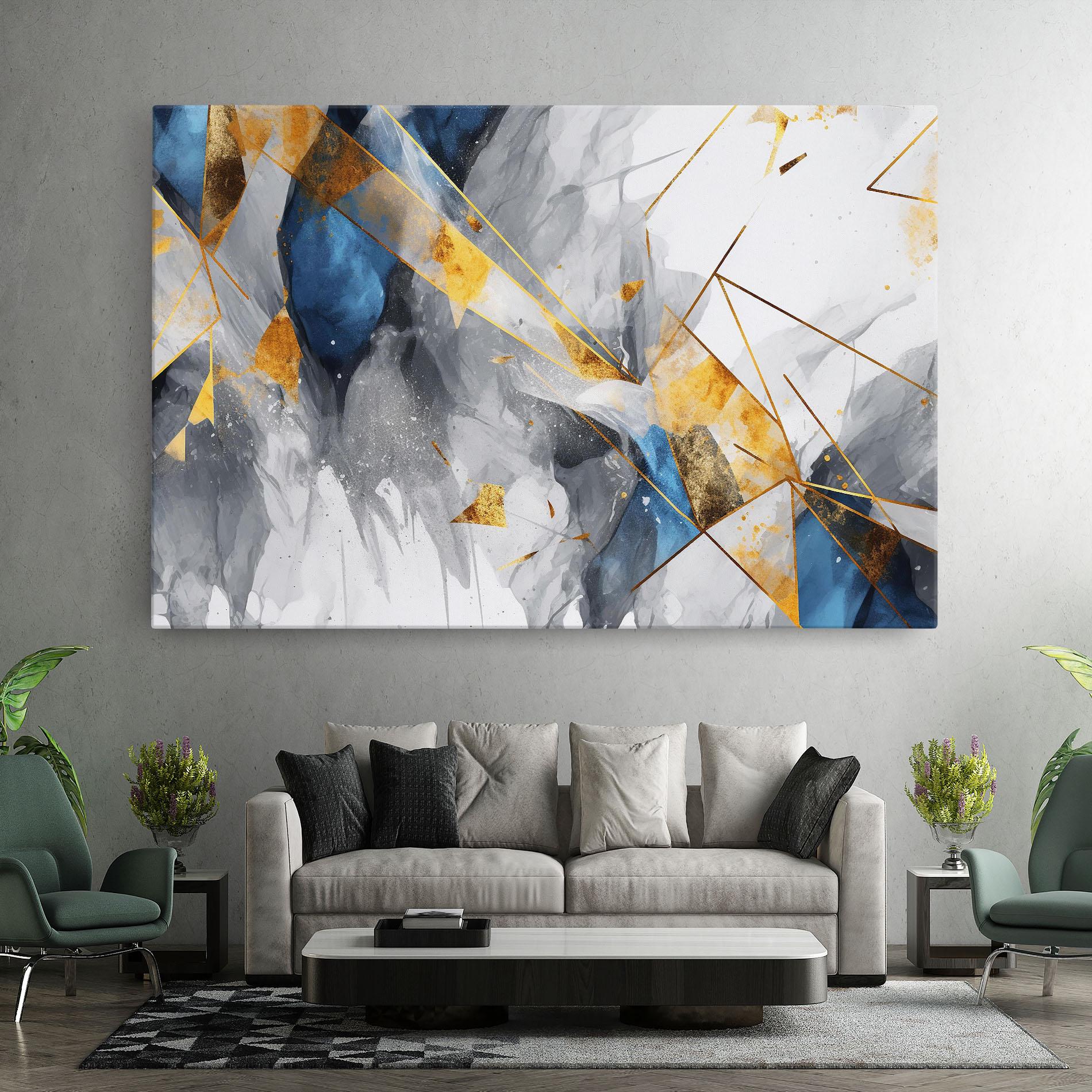 Tablou Canvas Abstract Gold Blue Pattern mockup 7