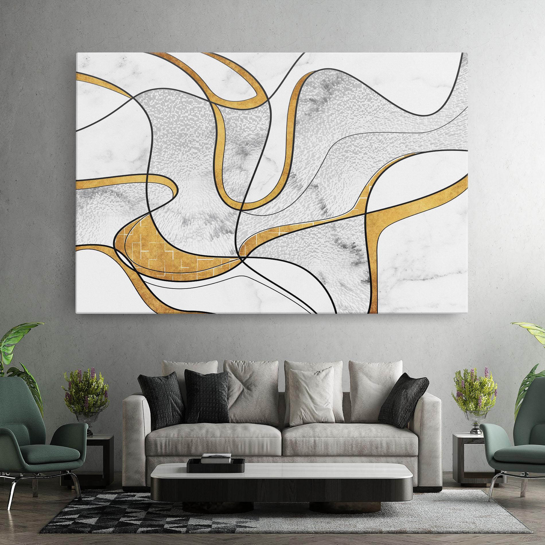 Tablou Canvas Abstract Gold Lines mockup 7
