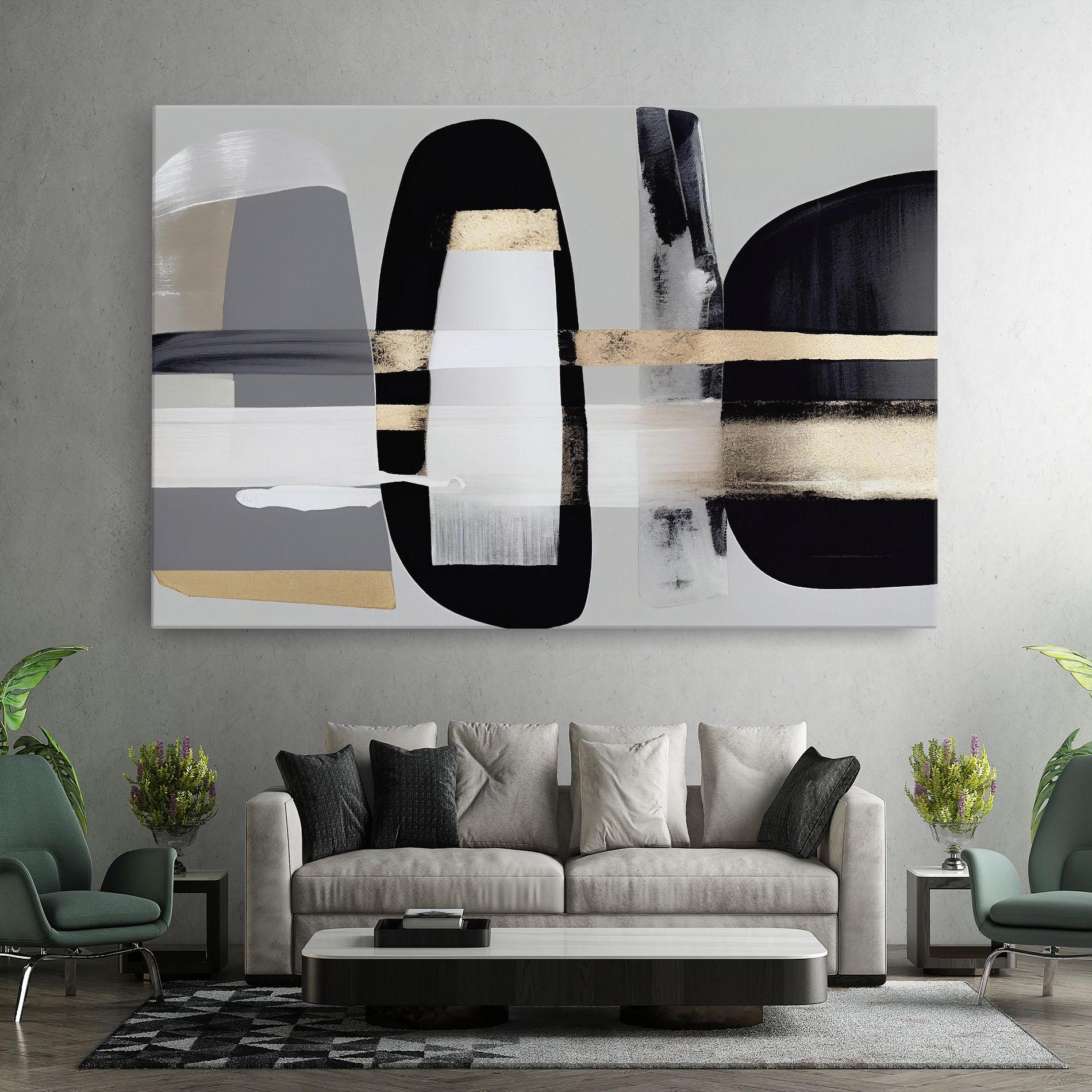 Tablou Canvas Abstract Gold Painting With Black mockup 7