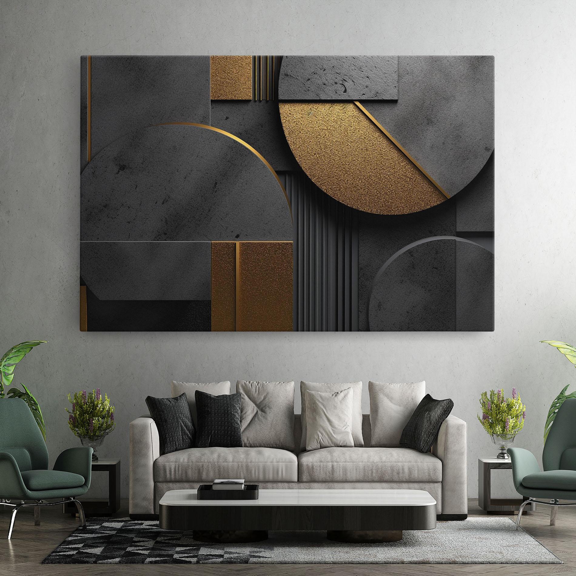 Tablou Canvas Gold With Grey Circle mockup 7