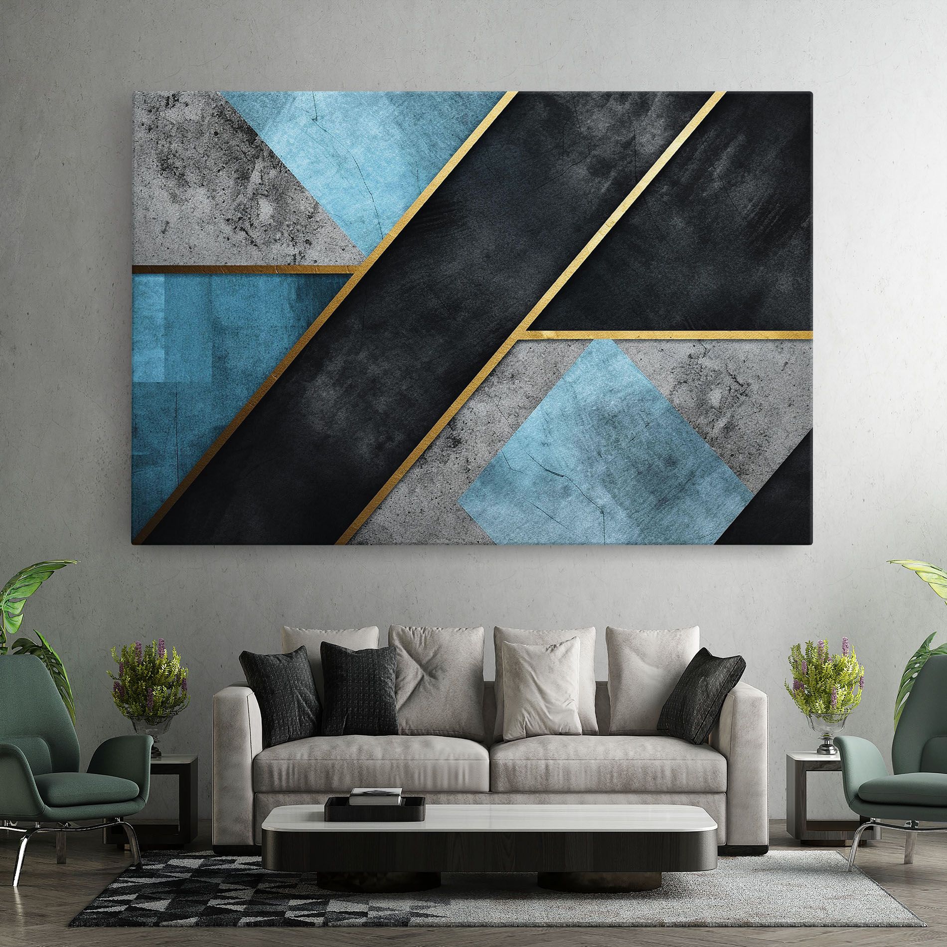 Grey With Blue Painting mockup 7