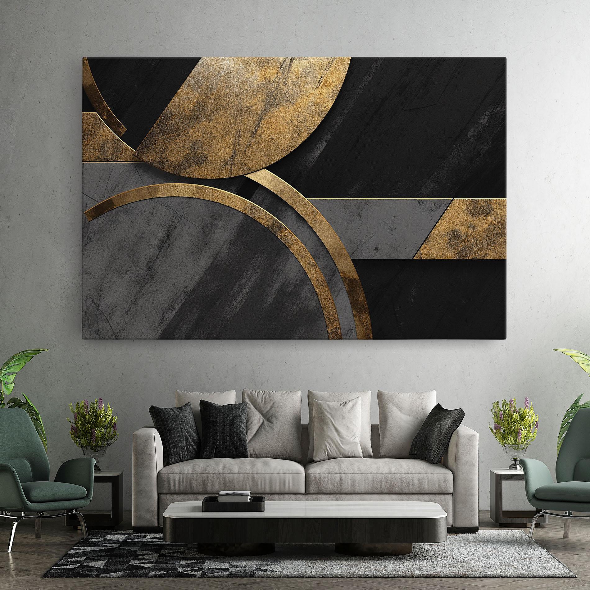 Tablou Canvas Grey With Gold Painting mockup 7