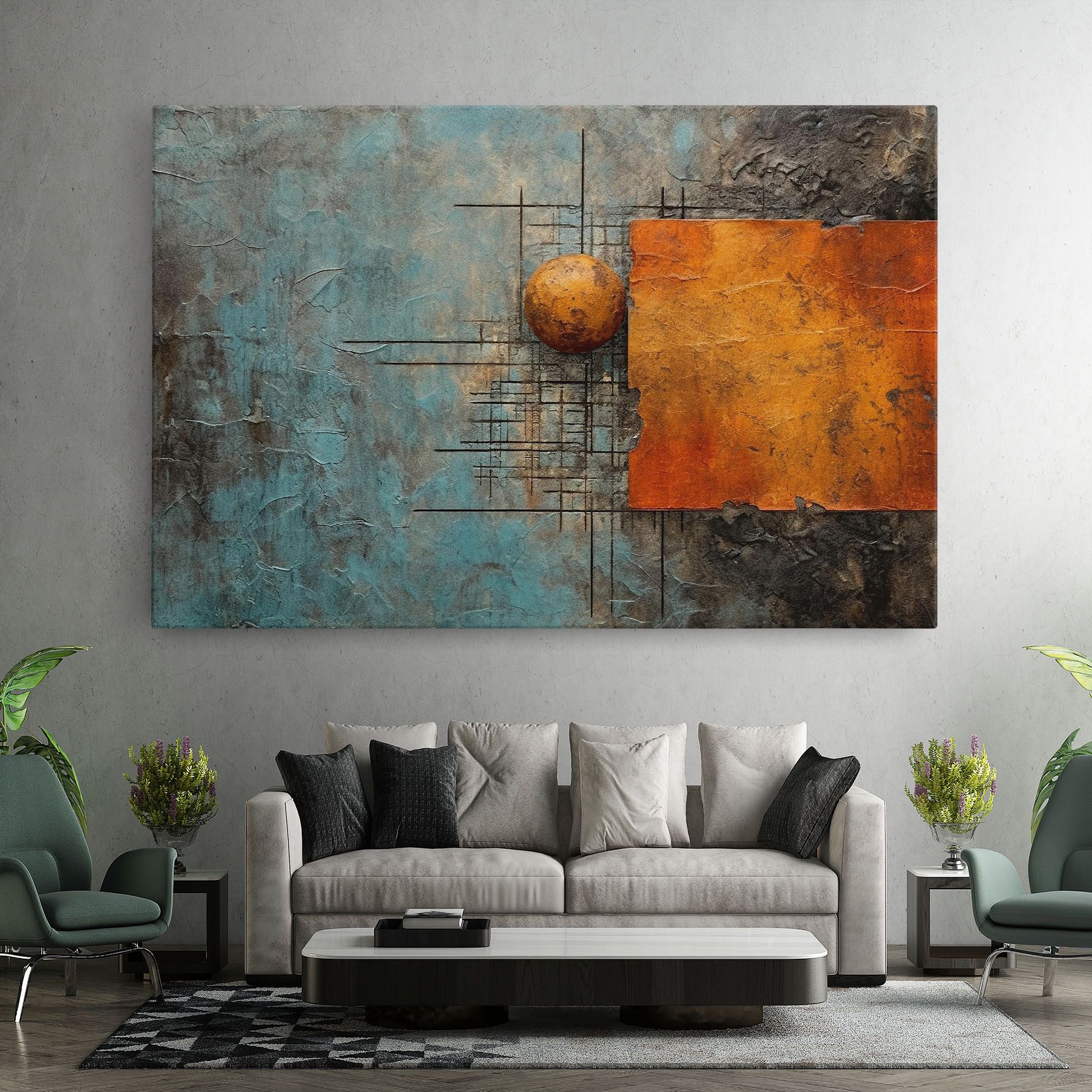 Orange Square Painting mockup 7