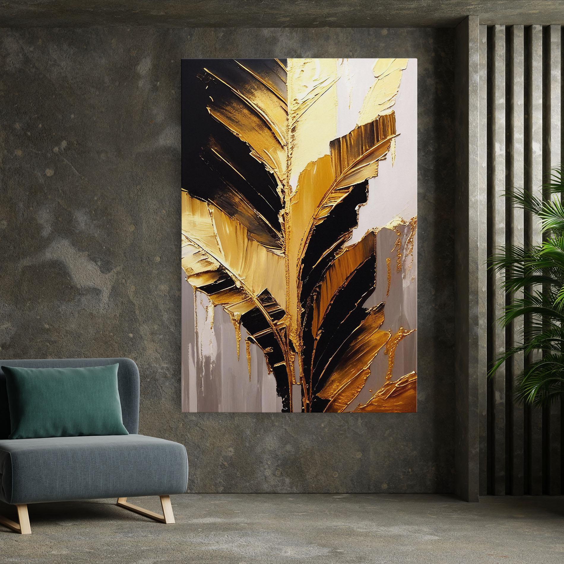 Tablou Canvas Balck With Gold Leafs mockup 7