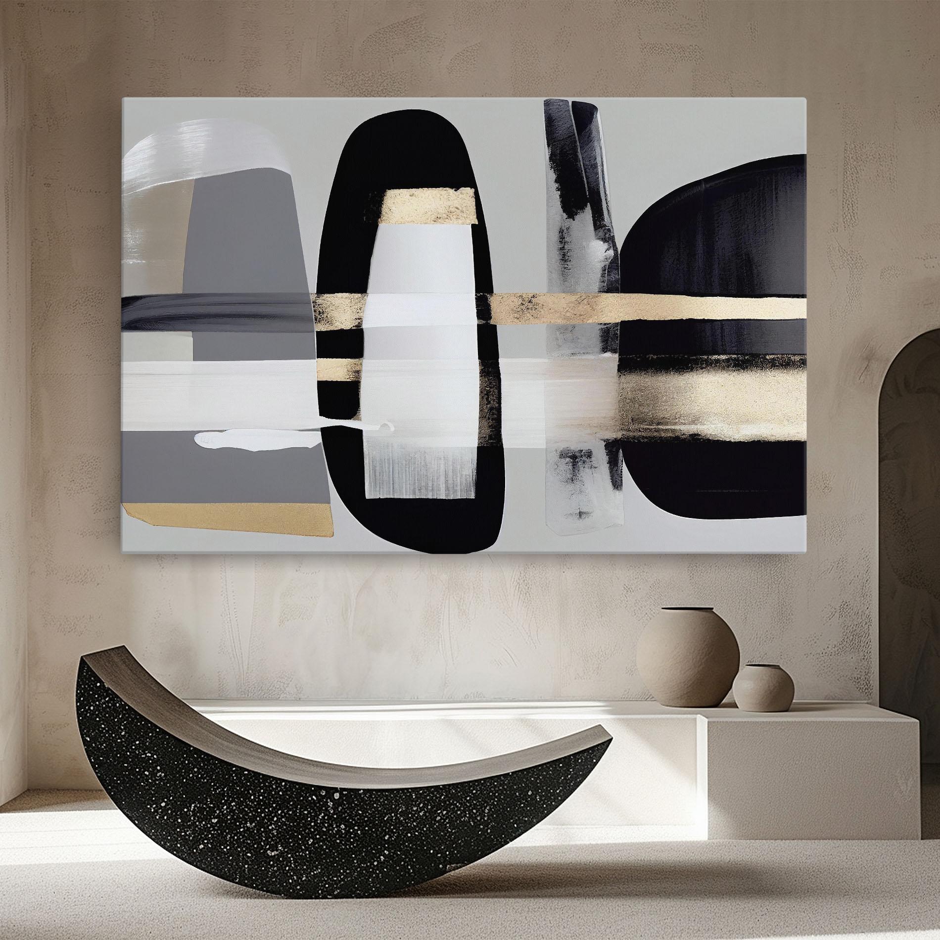 Tablou Canvas Abstract Gold Painting With Black mockup 8