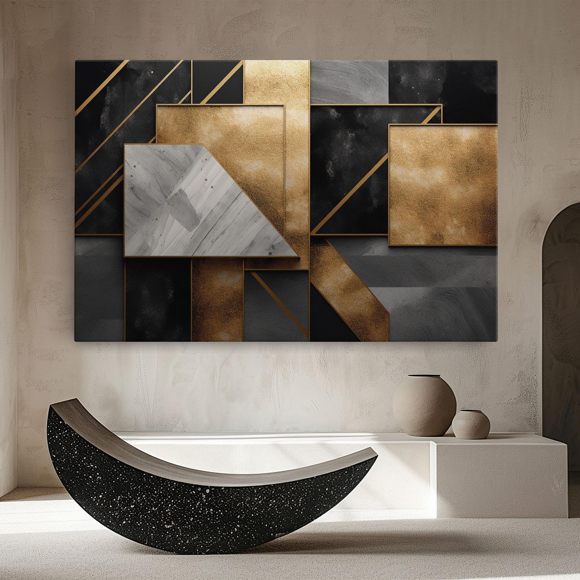 Tablou Canvas Abstract Gold Square mockup 8