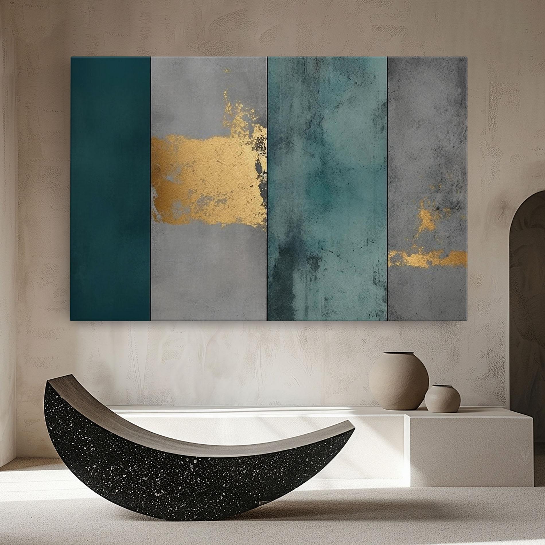 Tablou Canvas Green Colors With Gold mockup 8